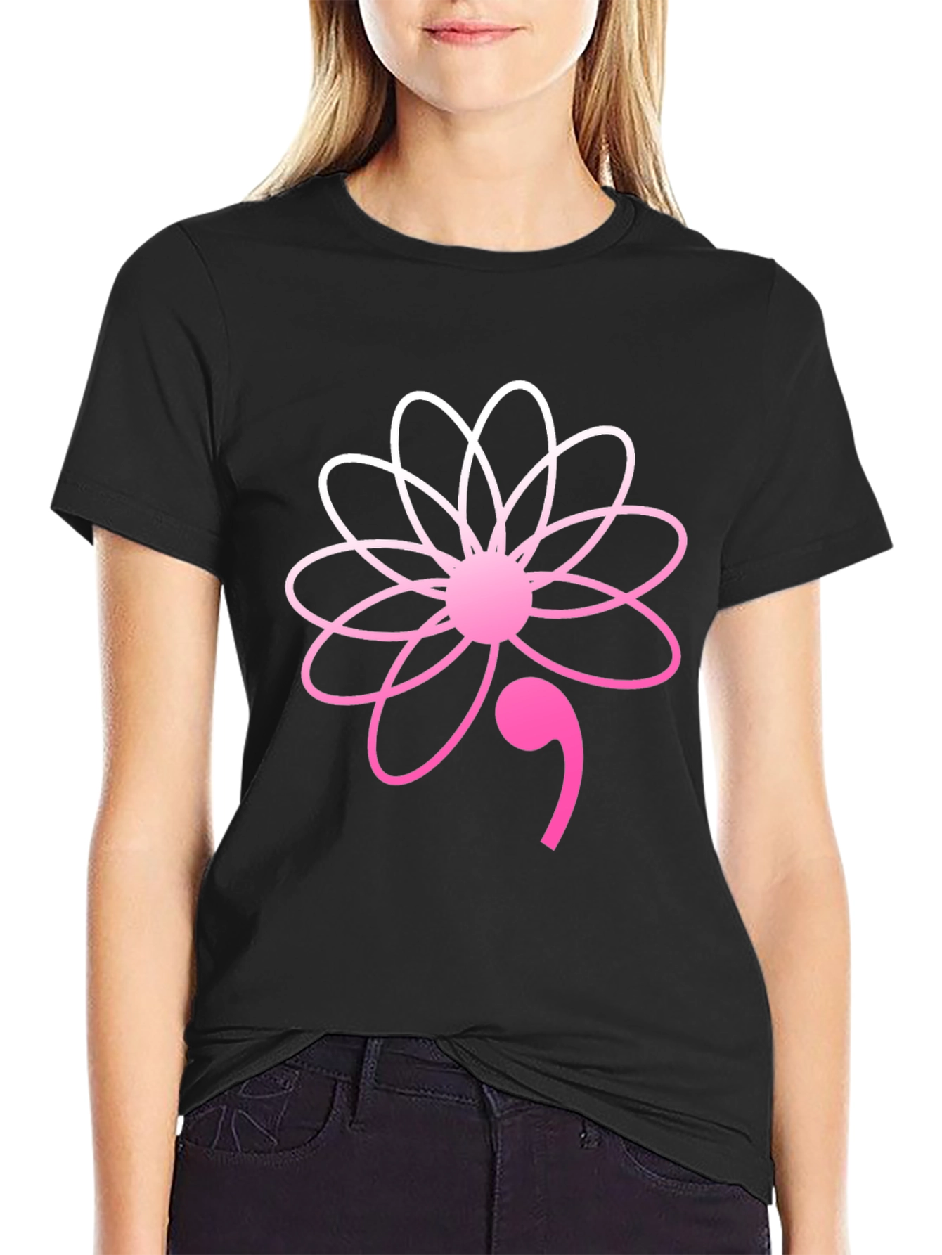Semicolon Flower Graphic Tee - Mental Health Awareness