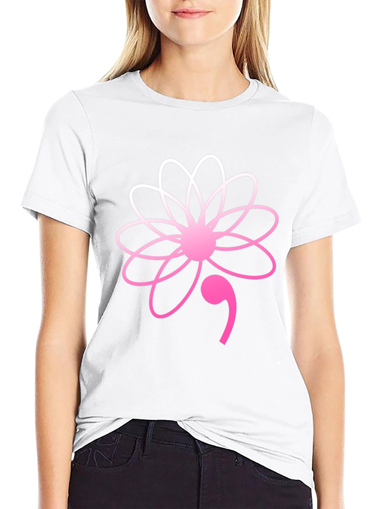 Semicolon Flower Graphic Tee - Mental Health Awareness