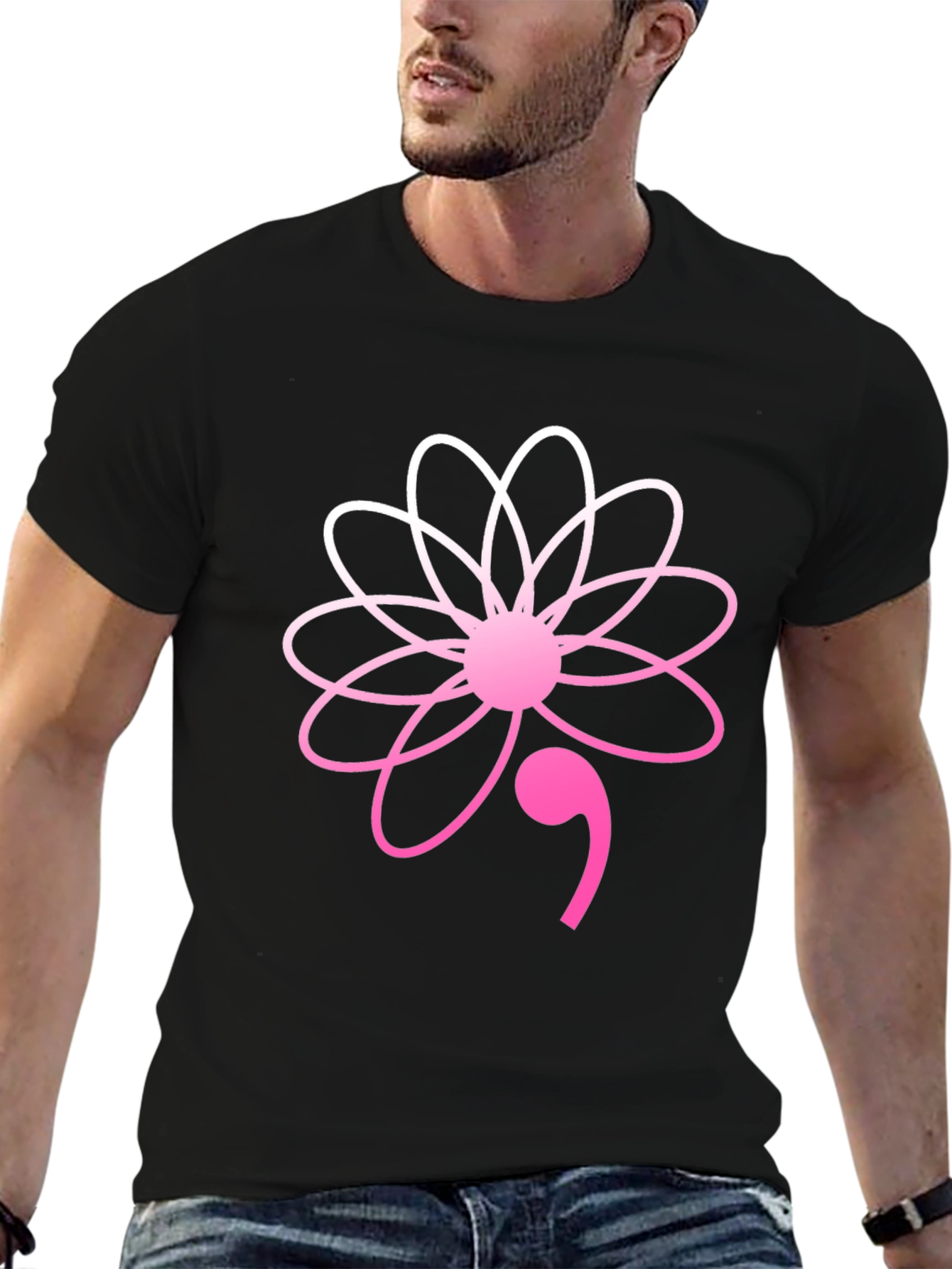 Semicolon Flower Graphic Tee - Mental Health Awareness