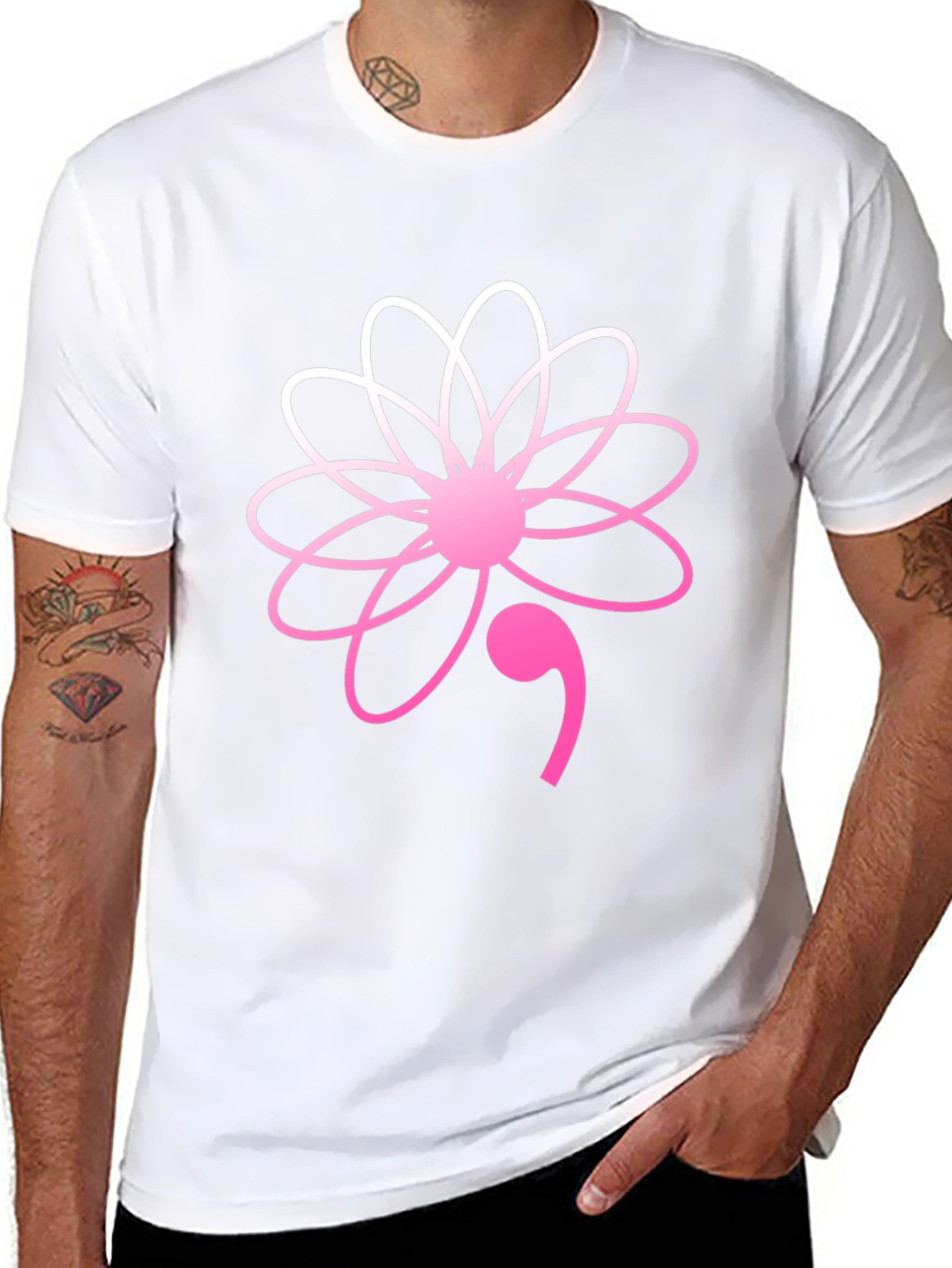 Semicolon Flower Graphic Tee - Mental Health Awareness
