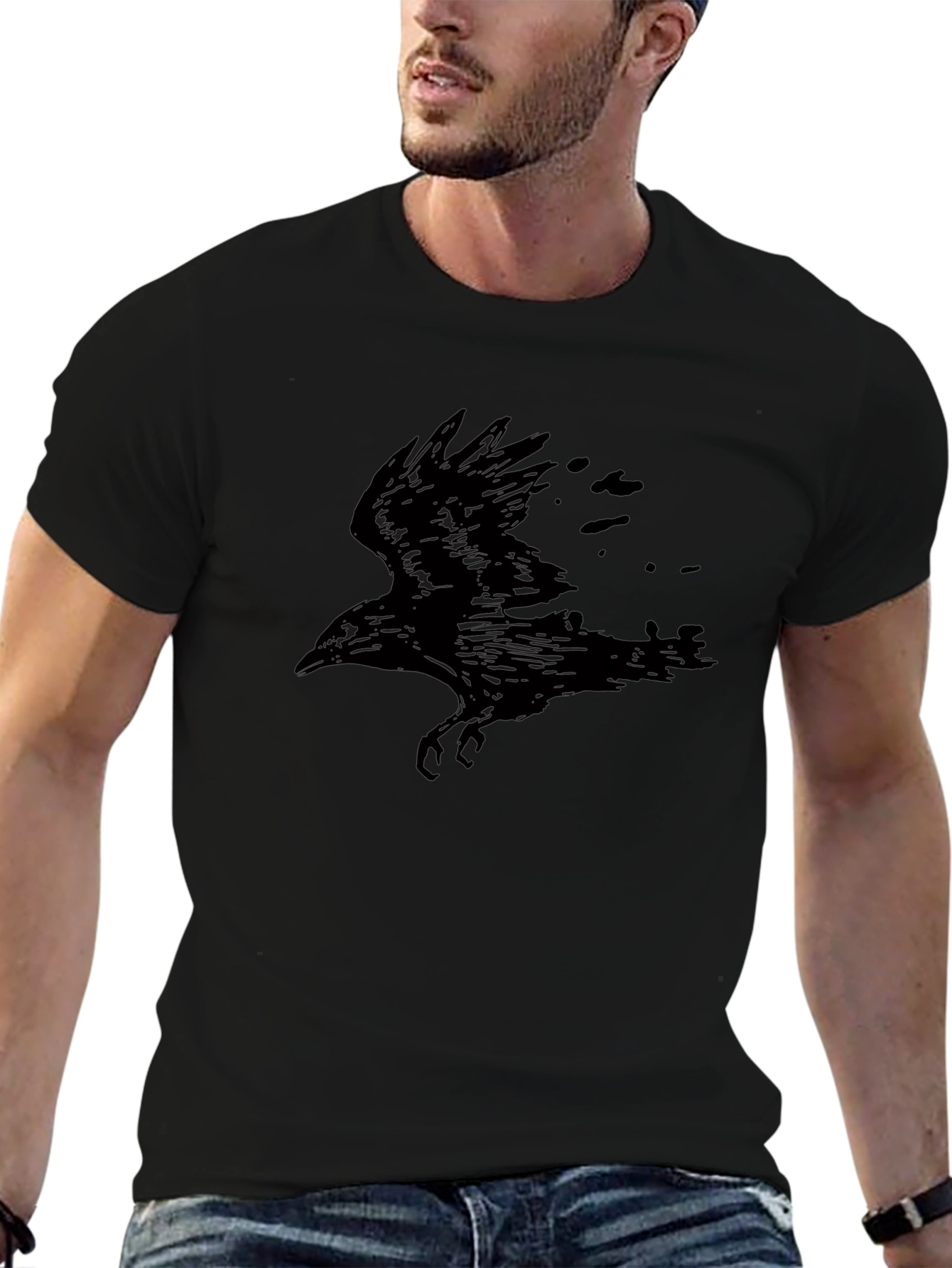 Raven Graphic Print Black T-Shirt