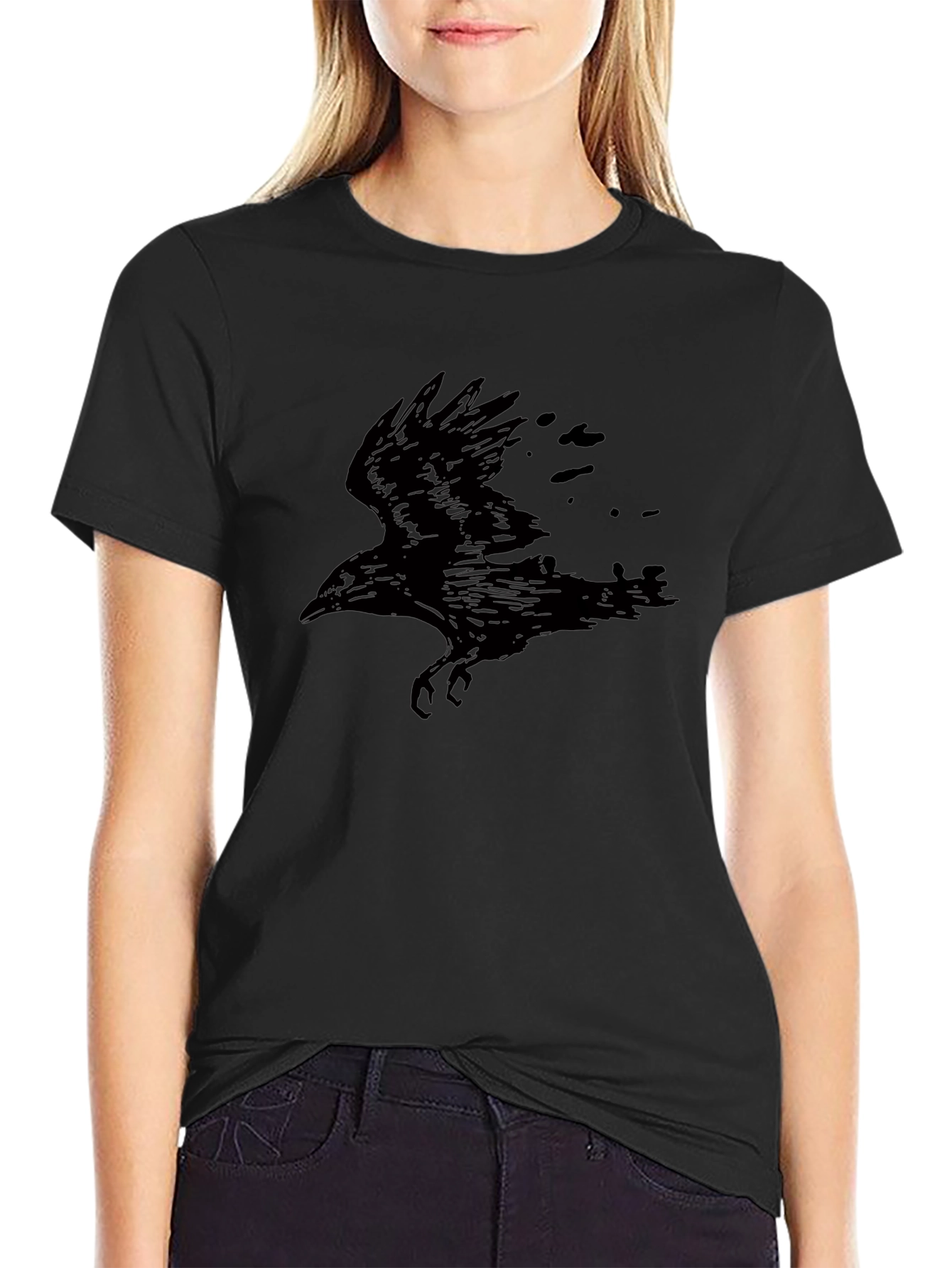 Raven Graphic Print Black T-Shirt