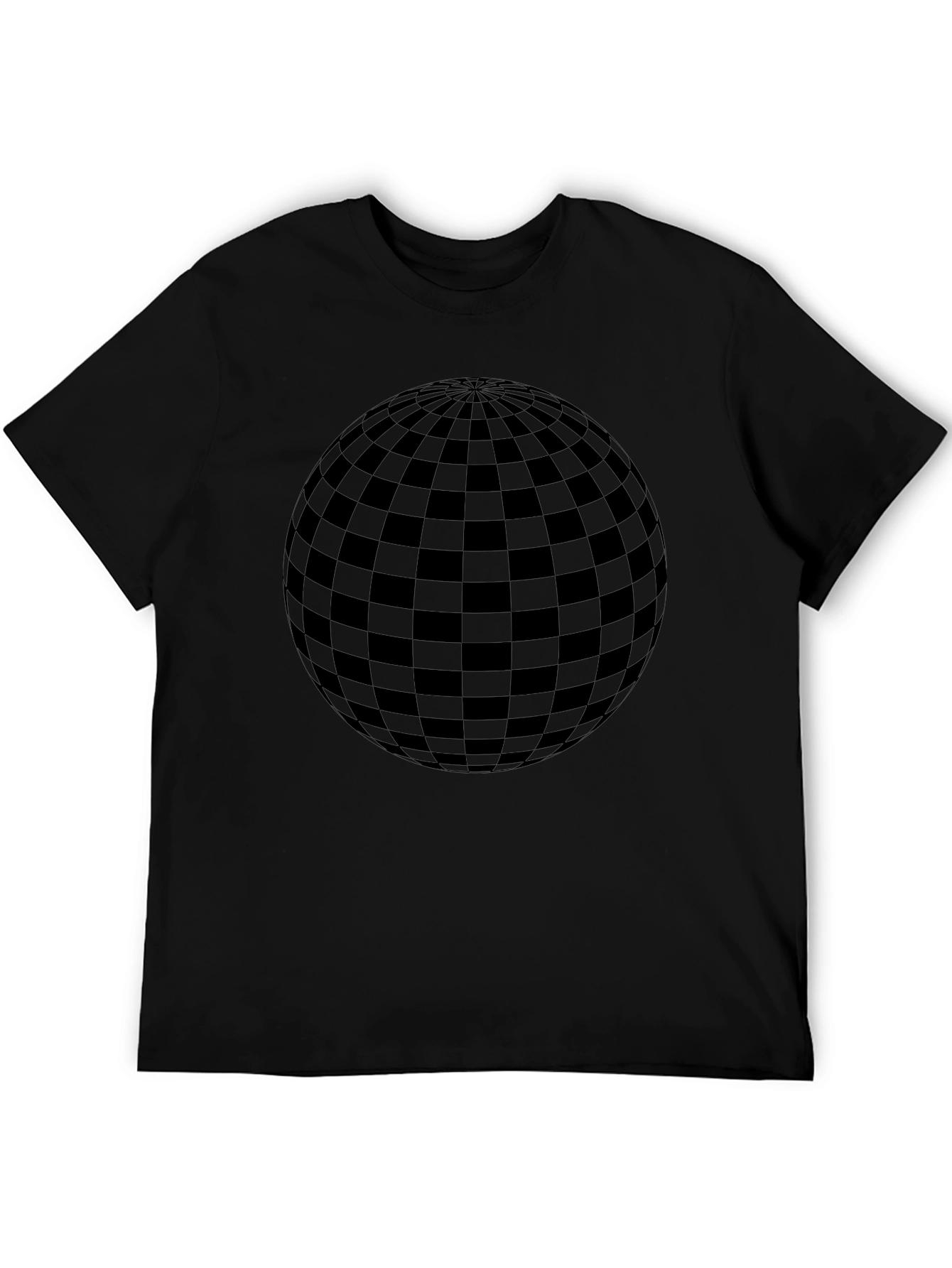 Geometric Sphere Graphic Tee - Modern Black T-Shirt