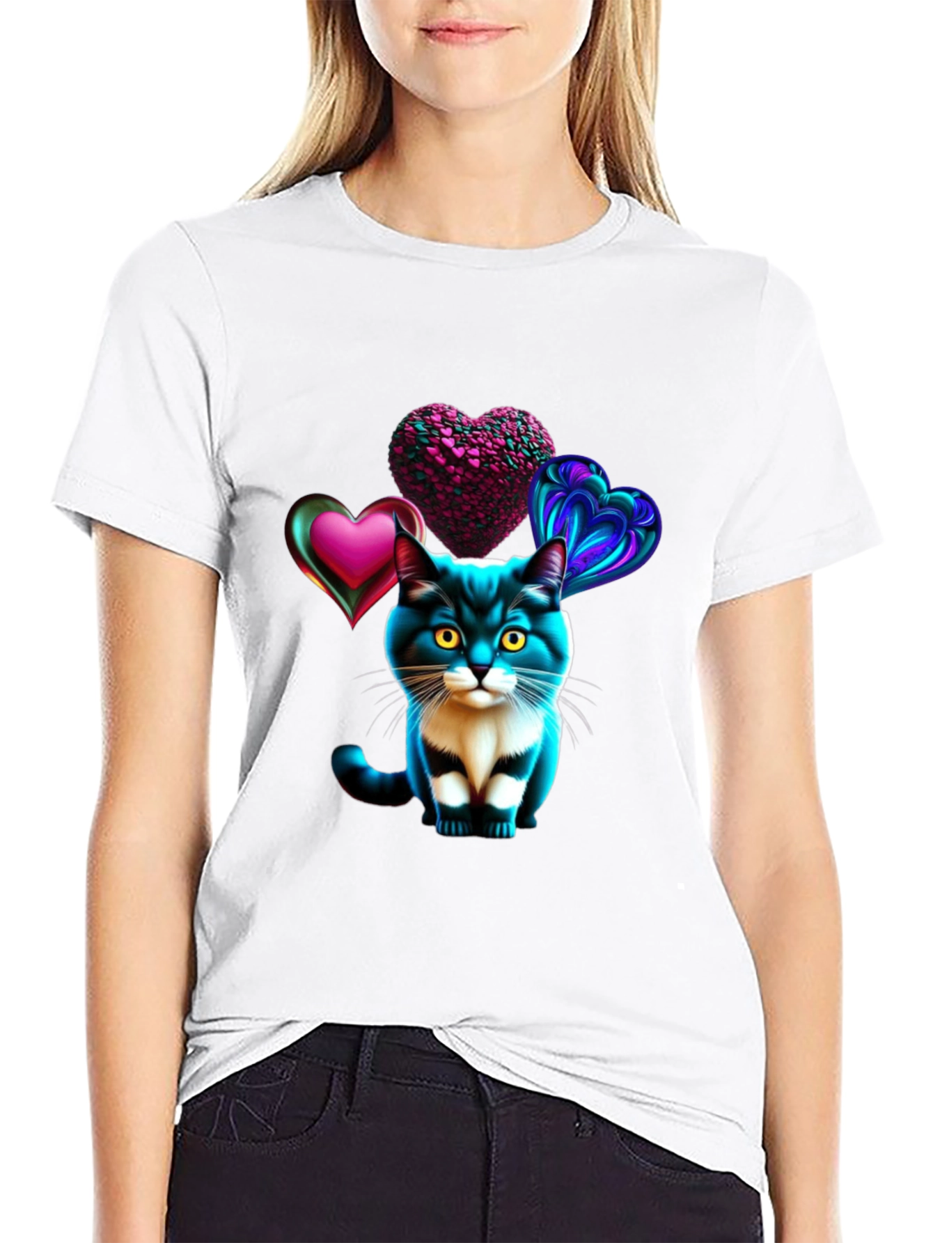 Heart Cat Tee - Stylish Graphic T-Shirt