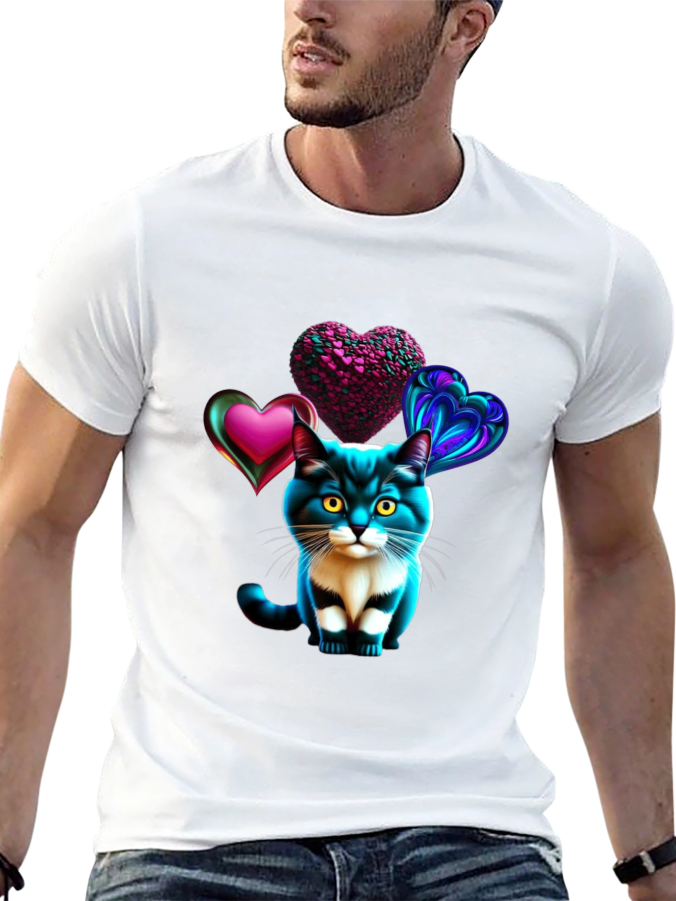 Heart Cat Tee - Stylish Graphic T-Shirt
