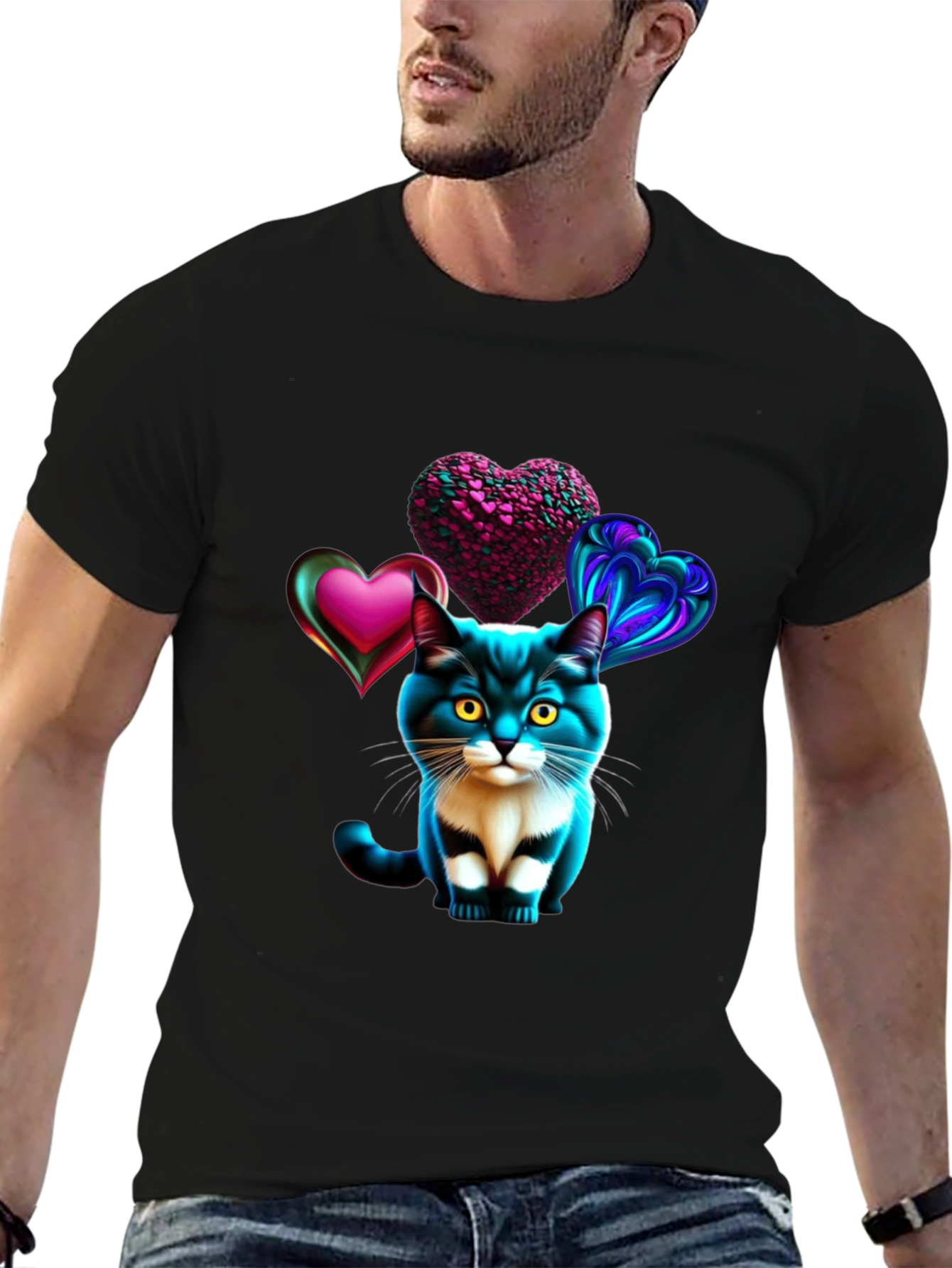 Heart Cat Tee - Stylish Graphic T-Shirt