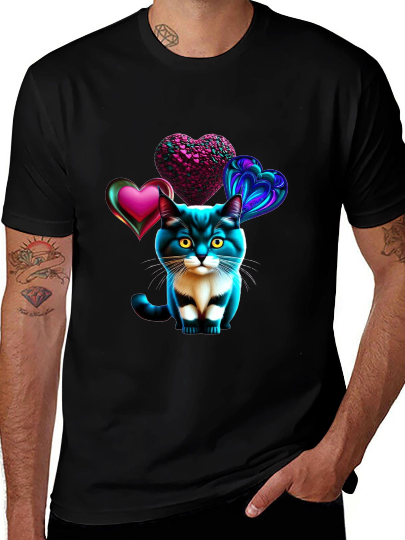Heart Cat Tee - Stylish Graphic T-Shirt