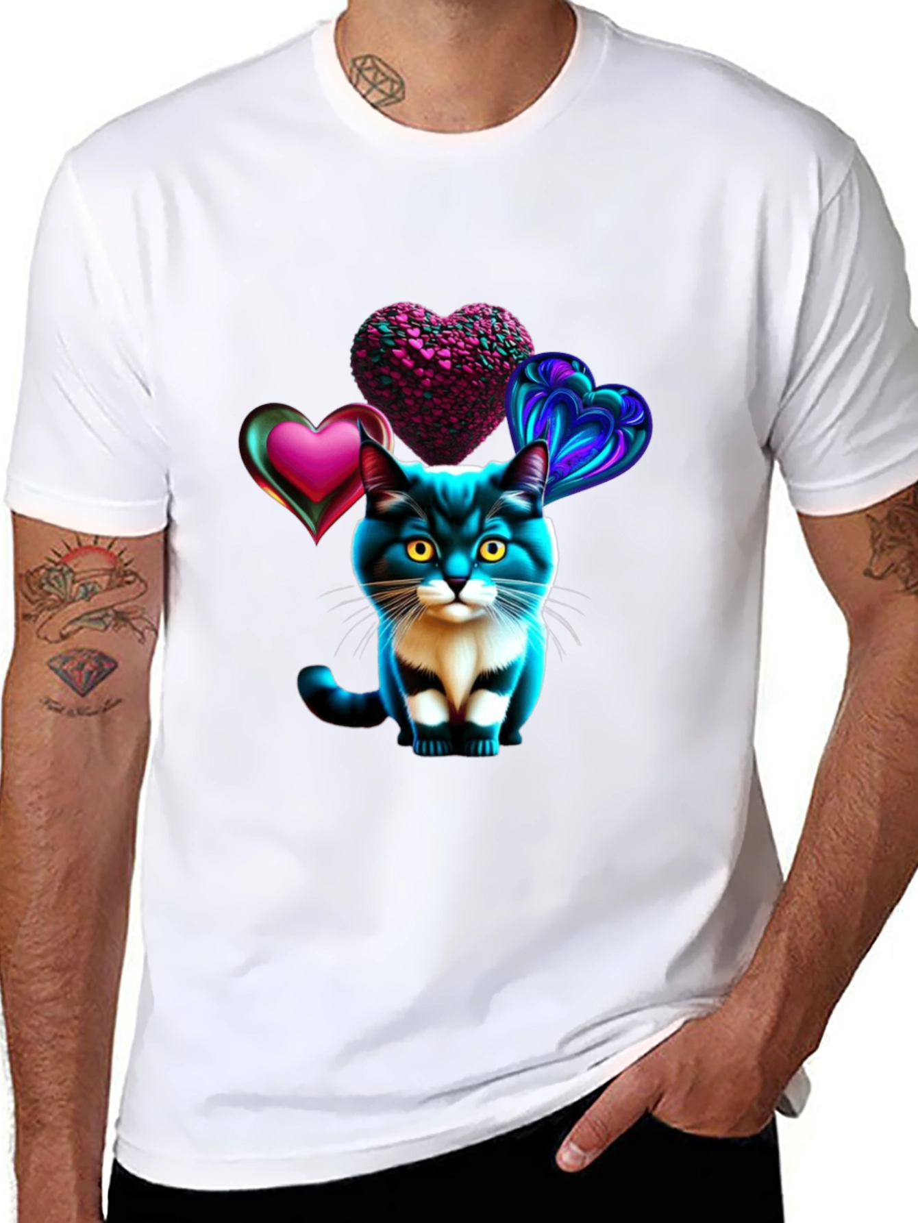 Heart Cat Tee - Stylish Graphic T-Shirt