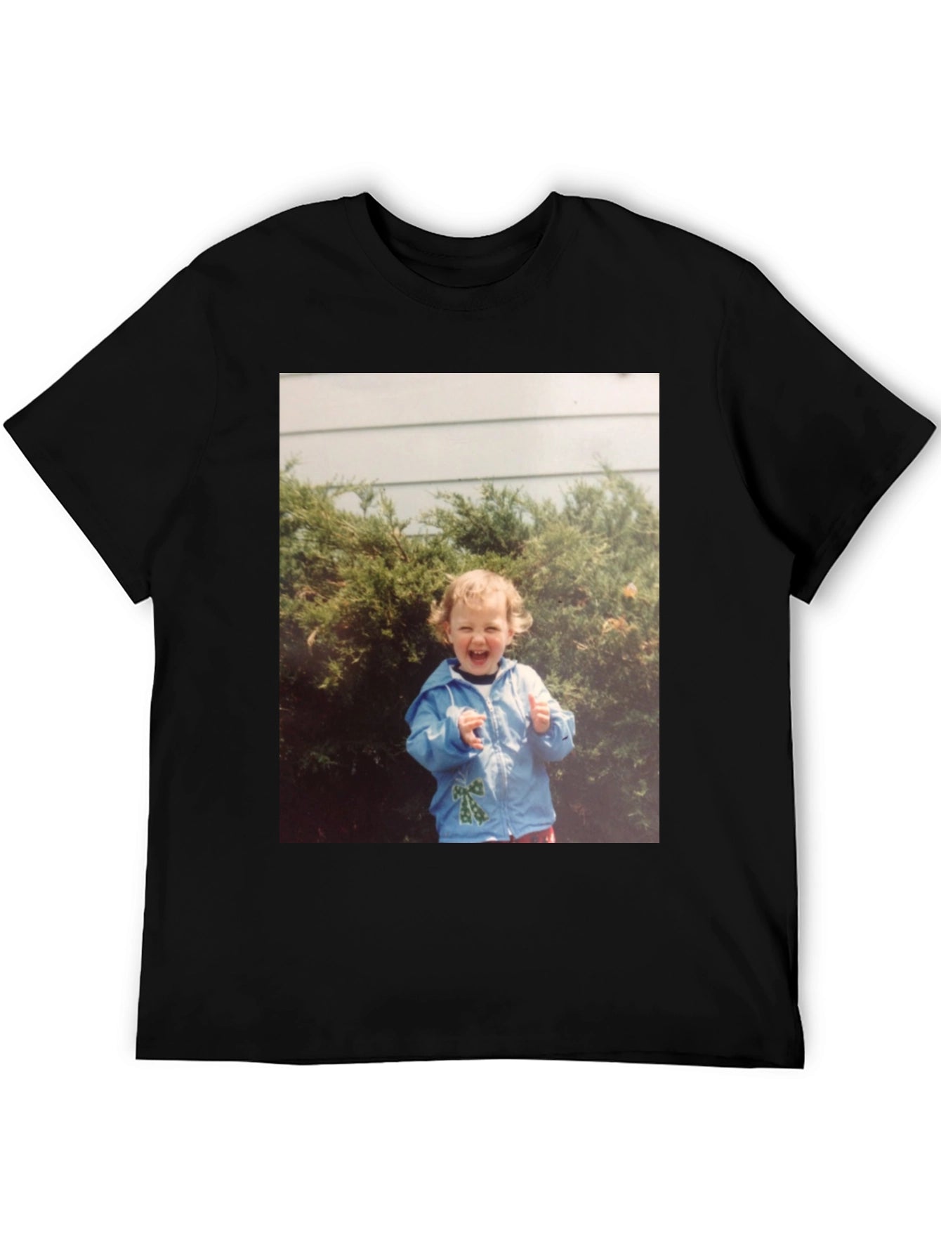 Retro Kid Photo Graphic Tee - Classic Black T-Shirt