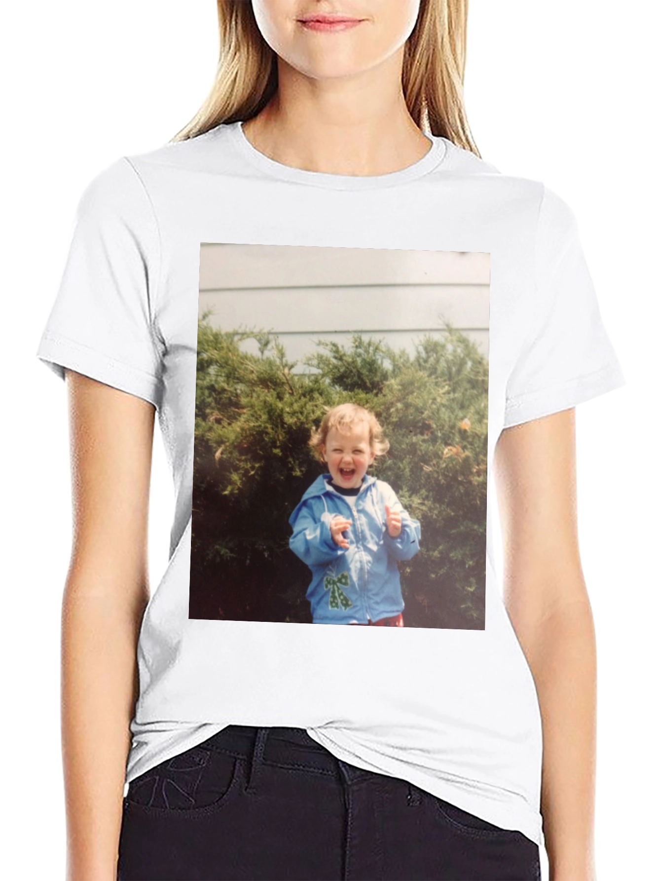 Retro Kid Photo Graphic Tee - Classic Black T-Shirt