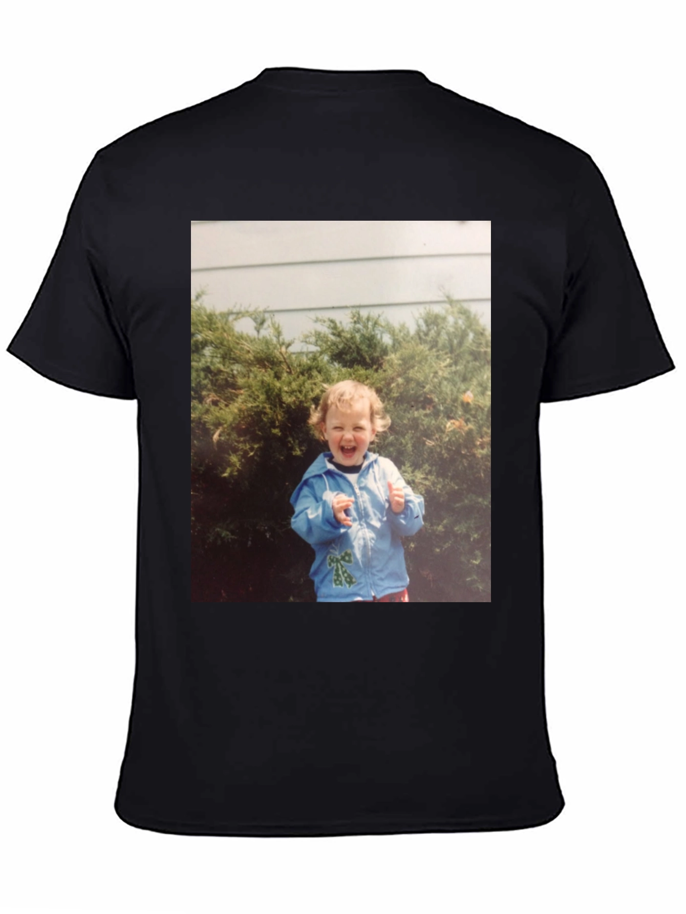 Retro Kid Photo Graphic Tee - Classic Black T-Shirt