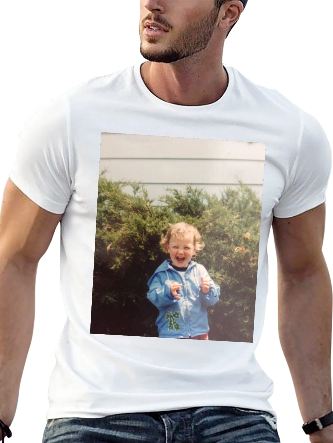 Retro Kid Photo Graphic Tee - Classic Black T-Shirt