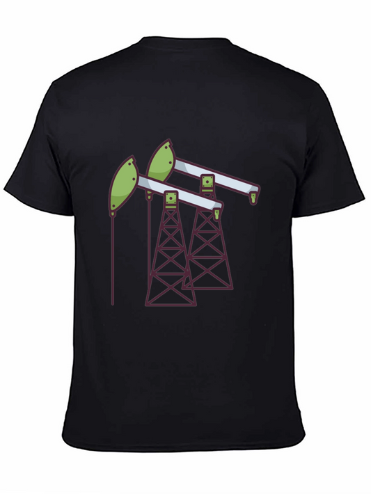 Black Oil Rig T-Shirt - Modern Graphic Tee