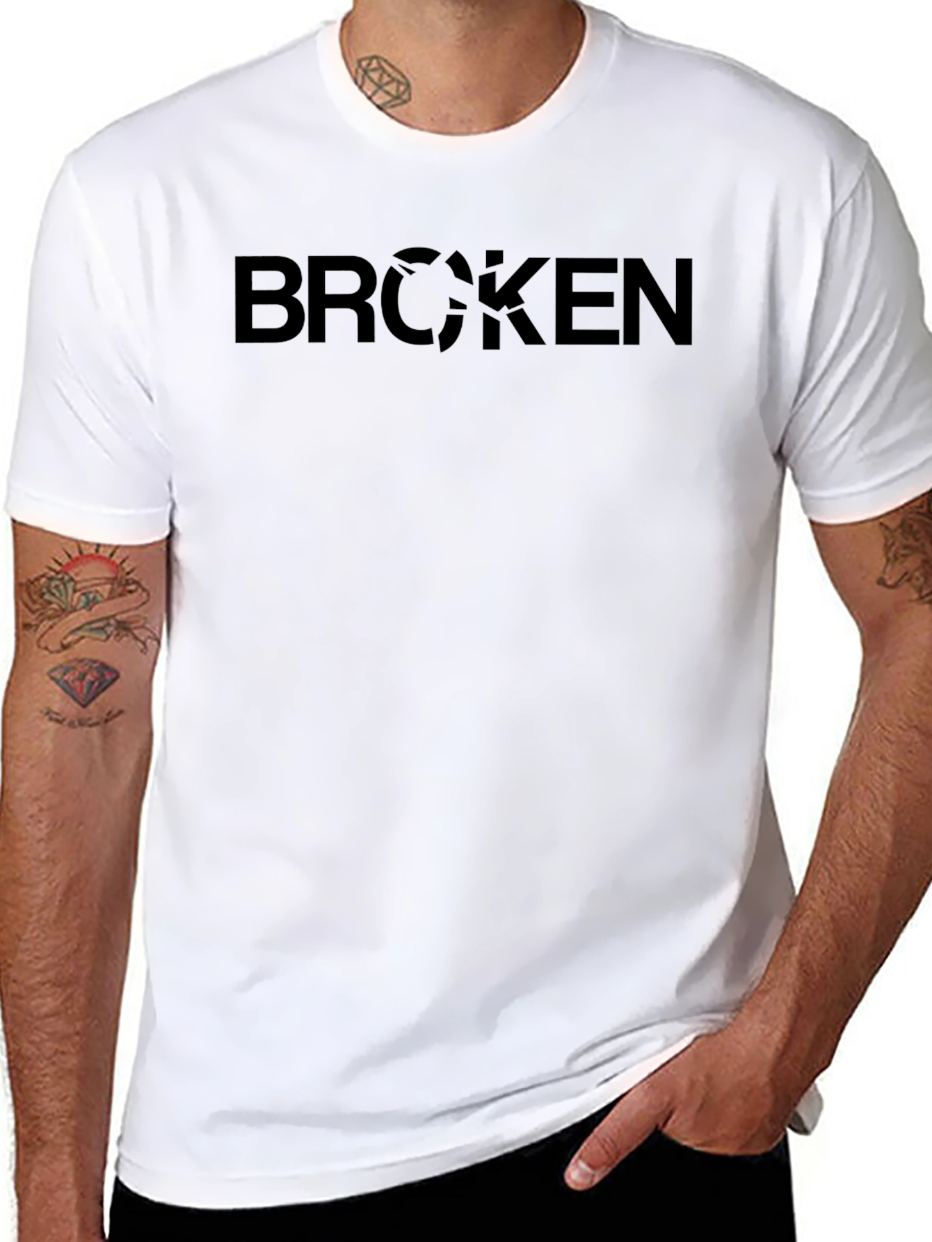 Broken Graphic Tee - Stylish Black Casual T-Shirt