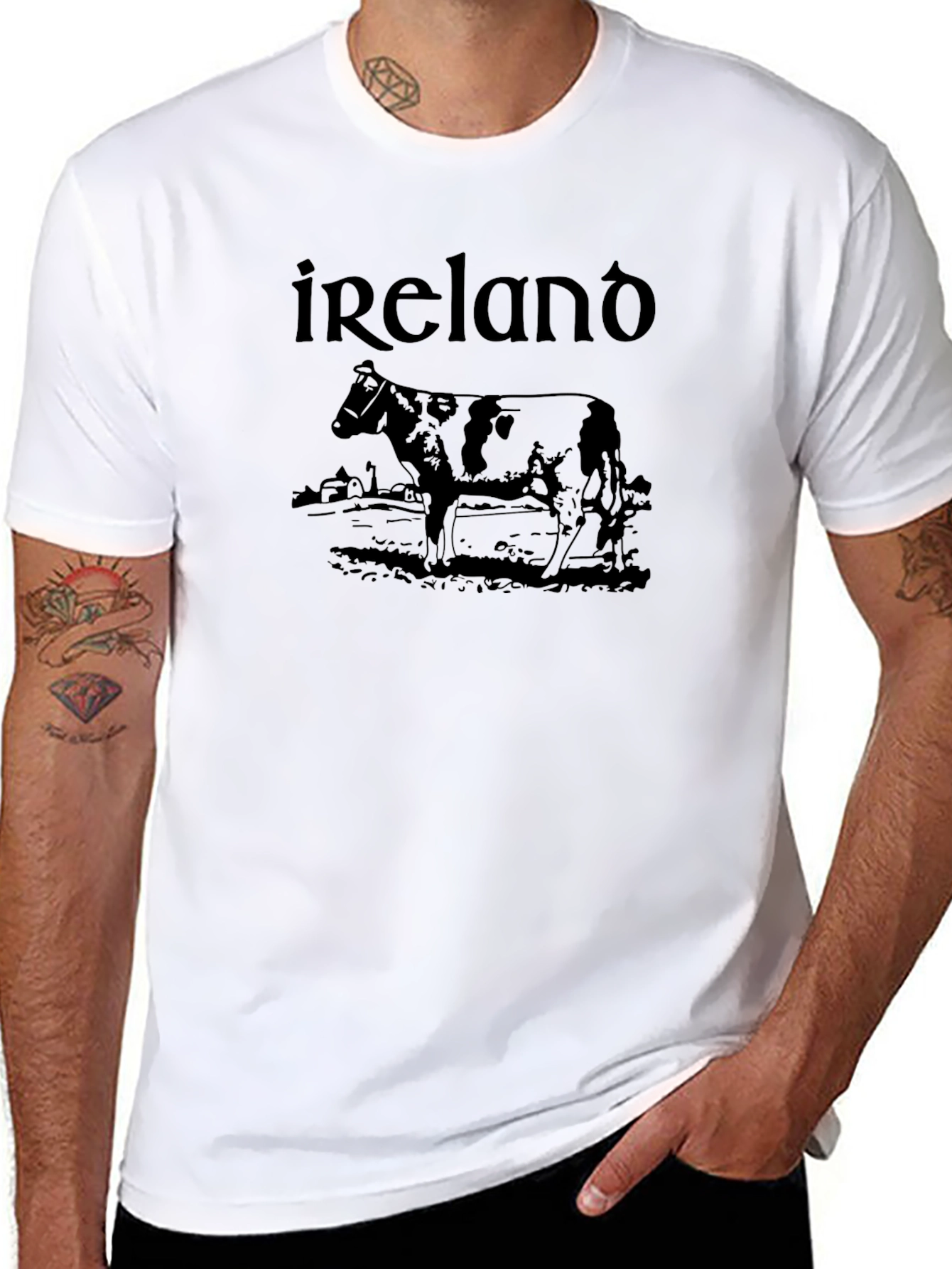 Ireland Cow T-Shirt - Black Graphic Tee