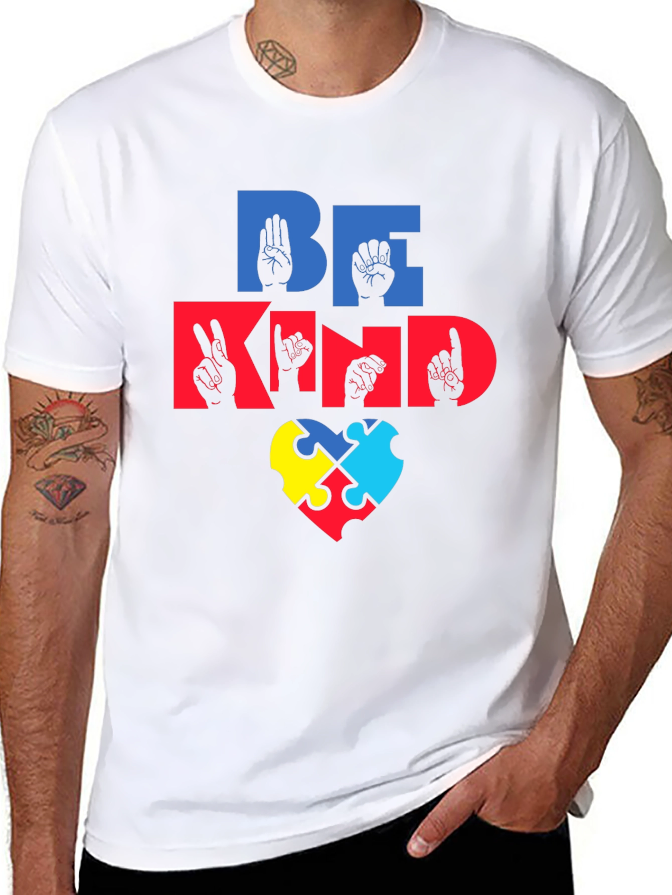 Be Kind Autism Awareness Puzzle Piece Heart T-Shirt