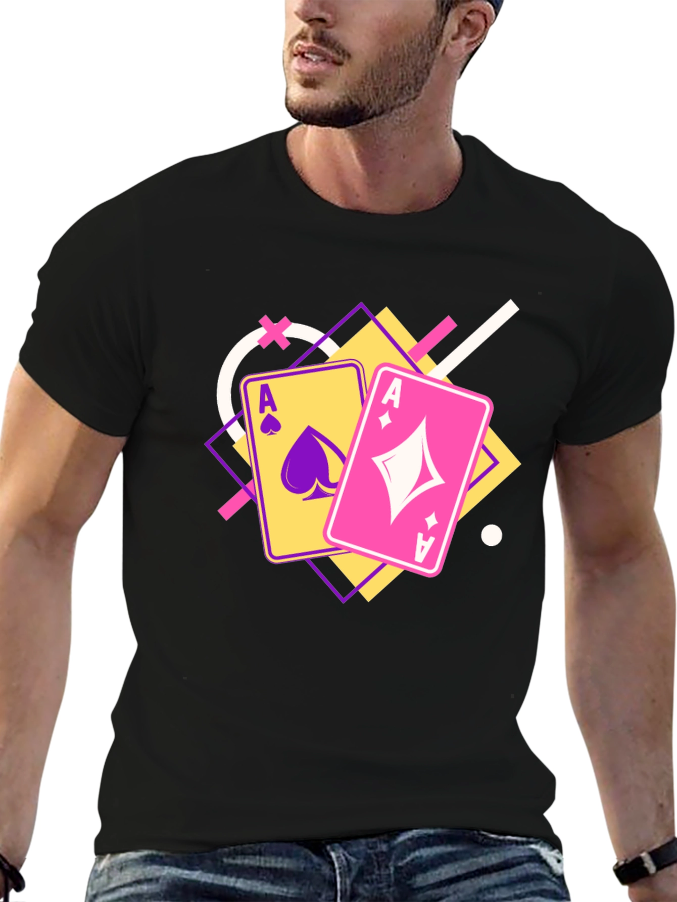 Ace Cards Graphic Tee - Black Casual T-Shirt