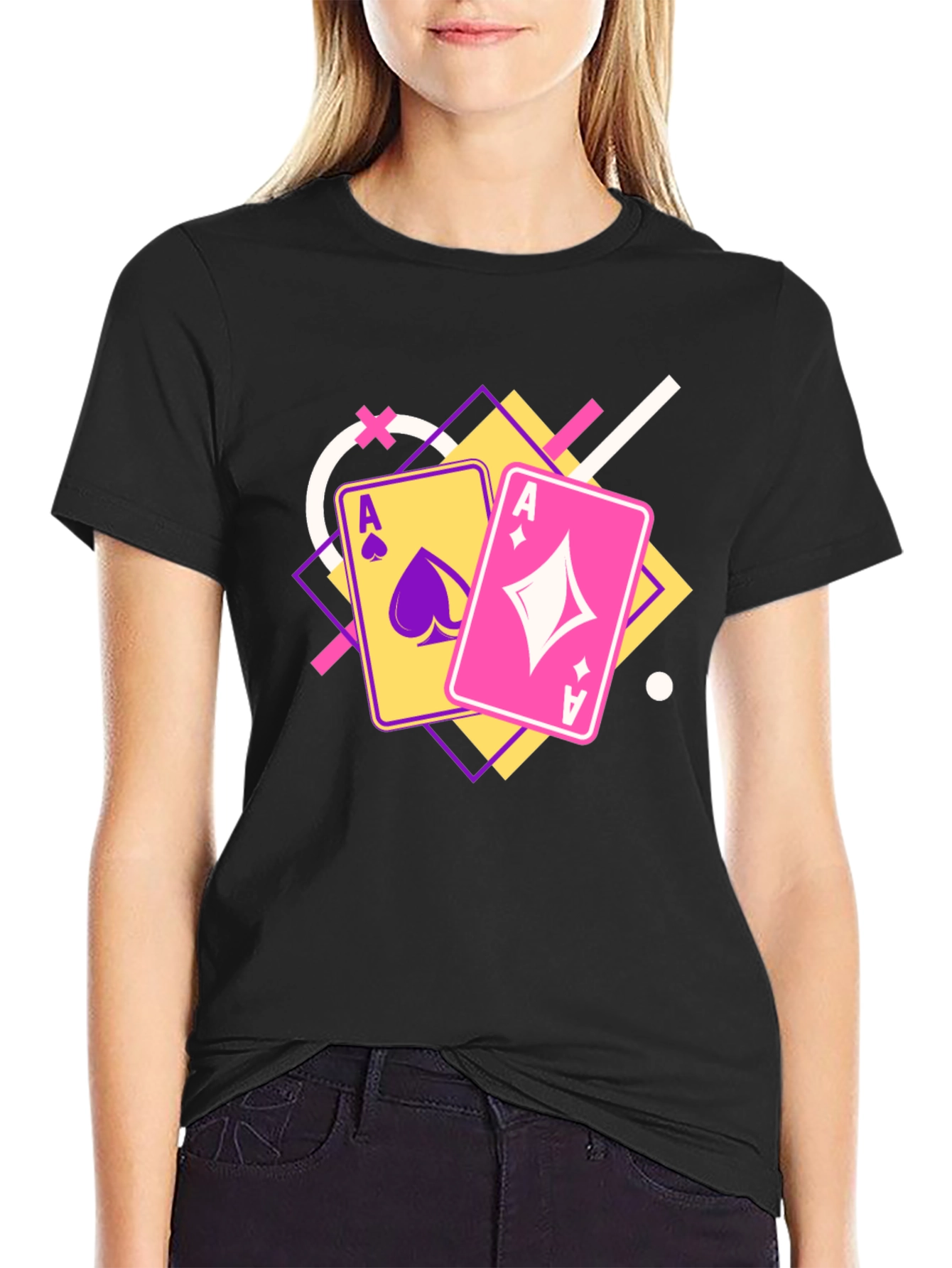 Ace Cards Graphic Tee - Black Casual T-Shirt