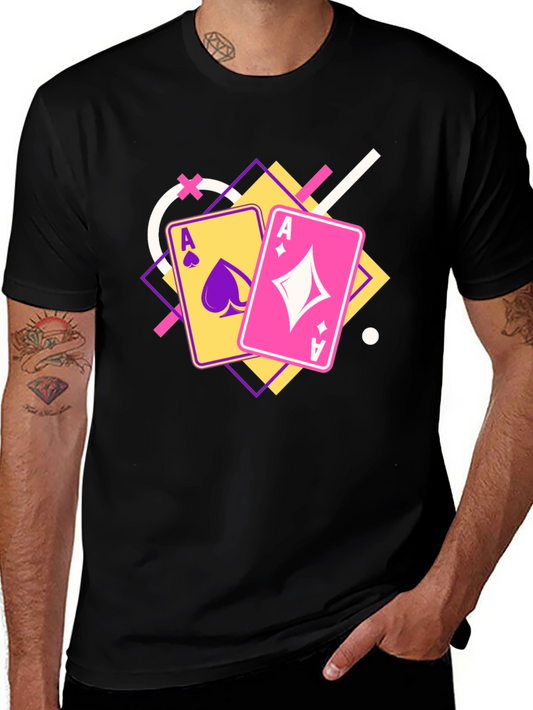 Ace Cards Graphic Tee - Black Casual T-Shirt