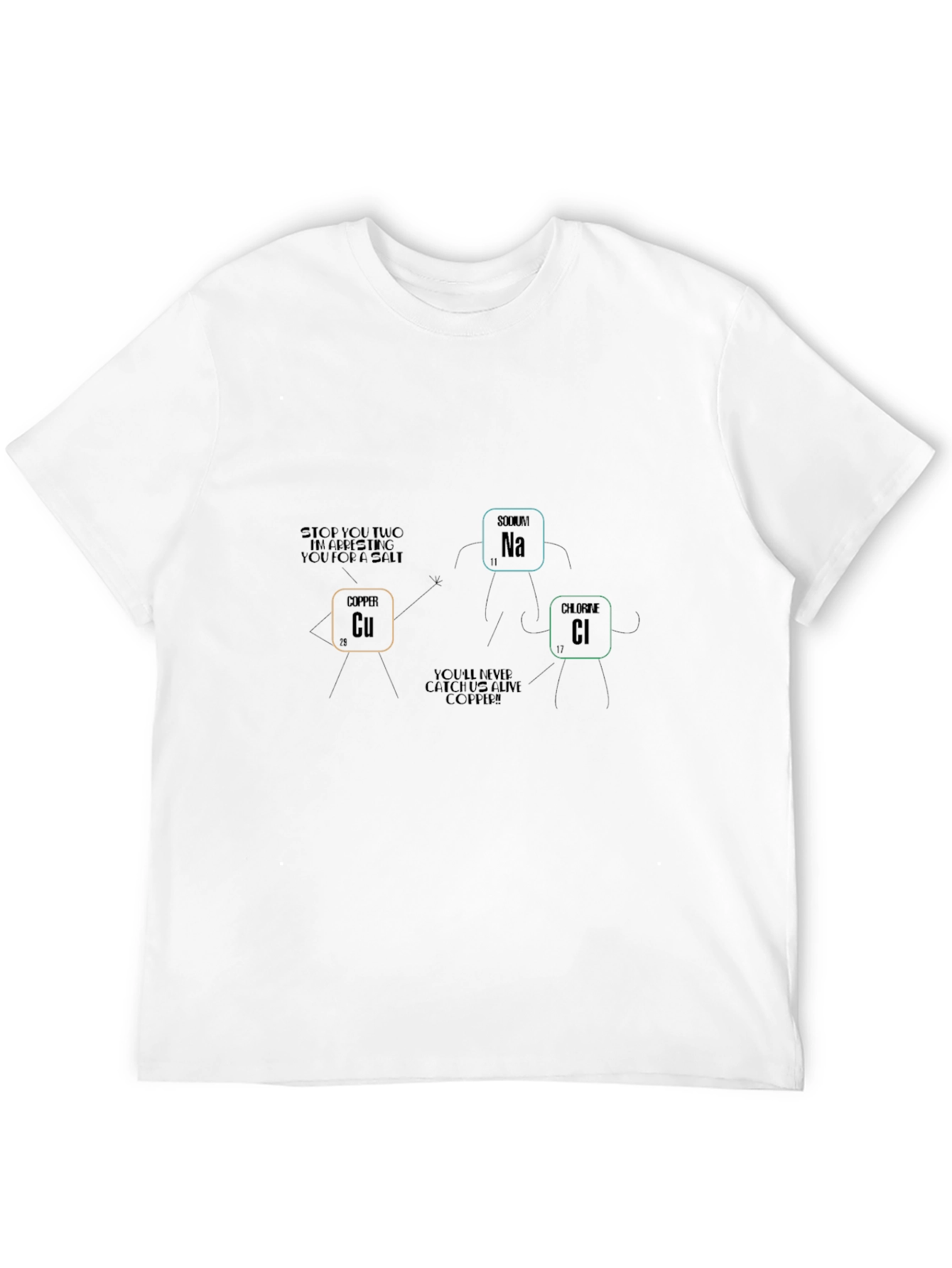 Science Humor Black T-Shirt Copper Salt Arresting Funny