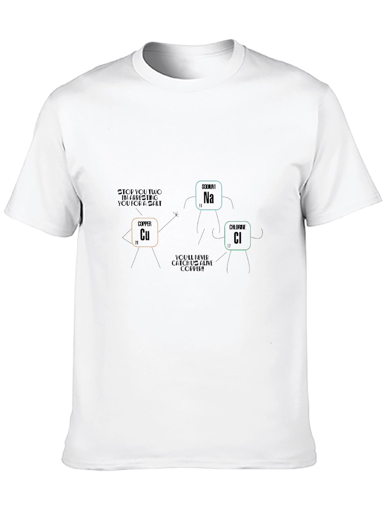 Science Humor Black T-Shirt Copper Salt Arresting Funny