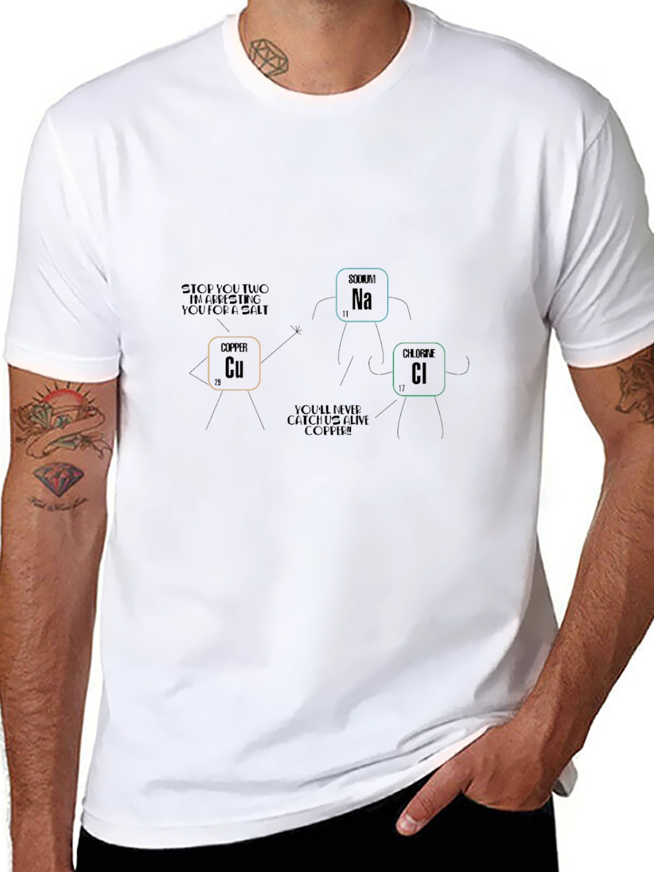 Science Humor Black T-Shirt Copper Salt Arresting Funny