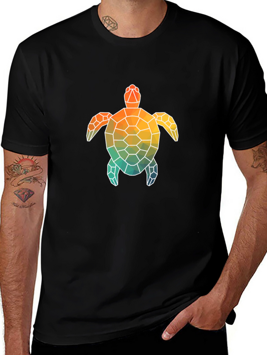 Geometric Turtle Graphic Tee - Black