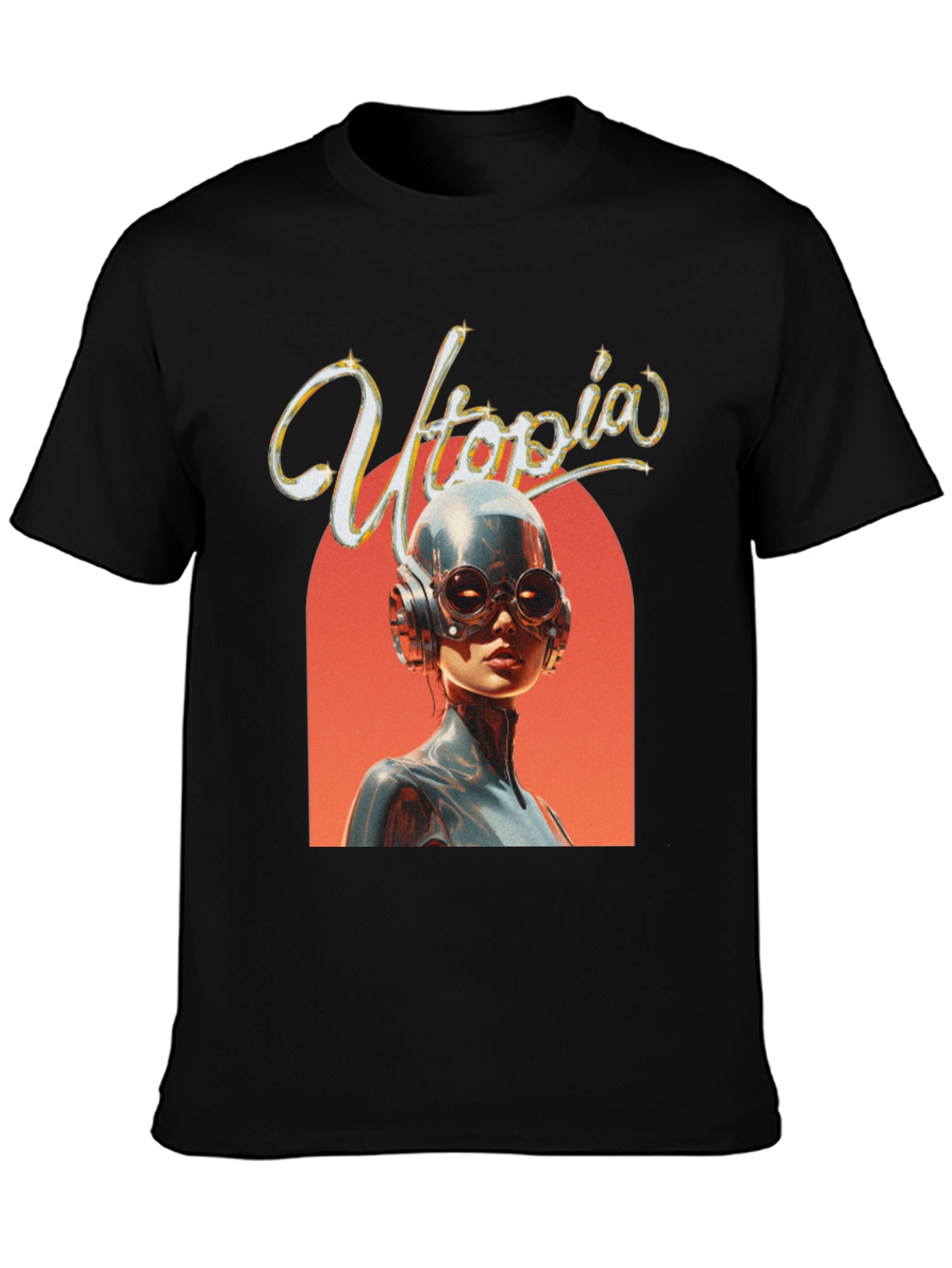 Utopia Graphic Print Black T-Shirt