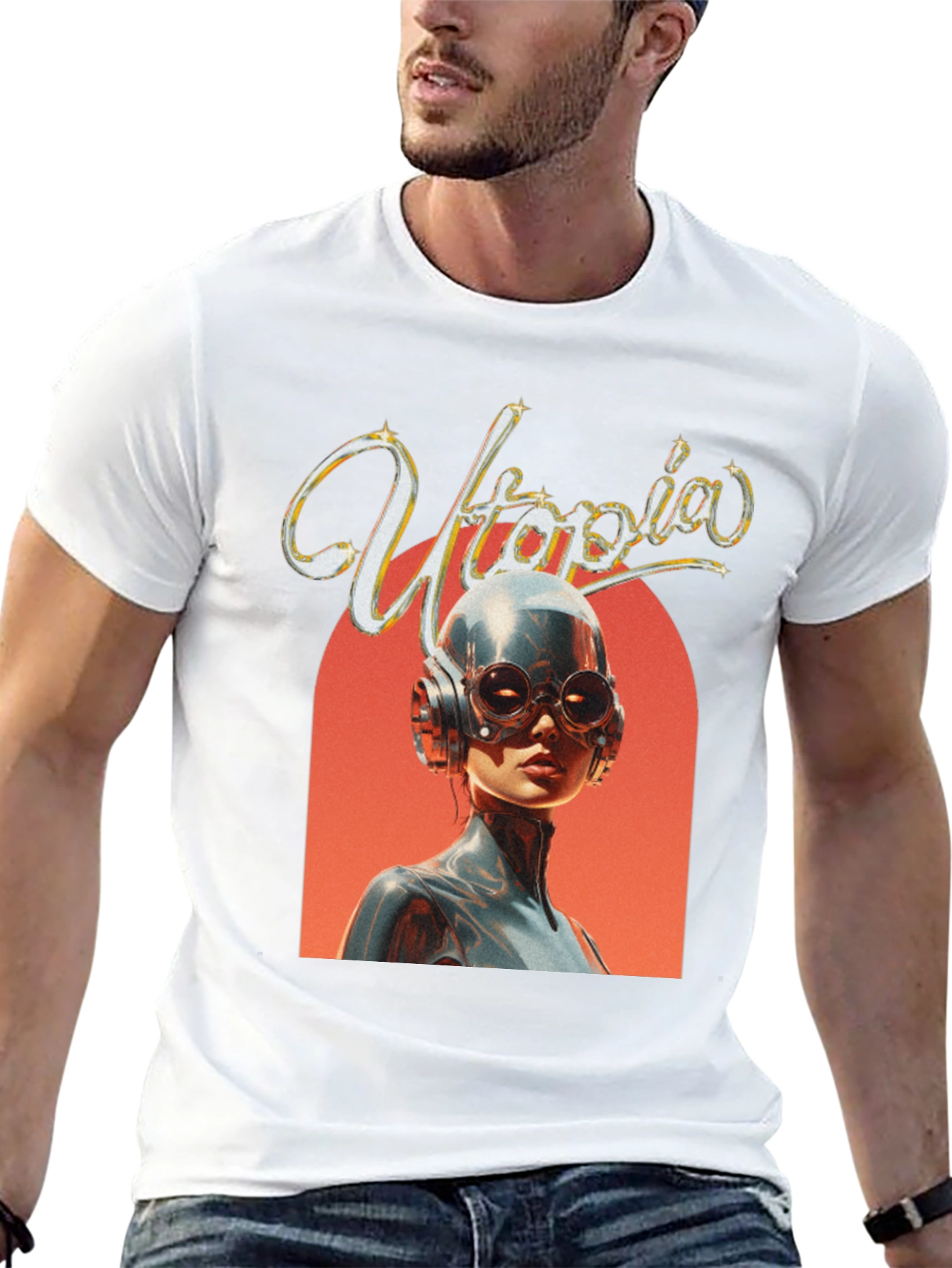 Utopia Graphic Print Black T-Shirt