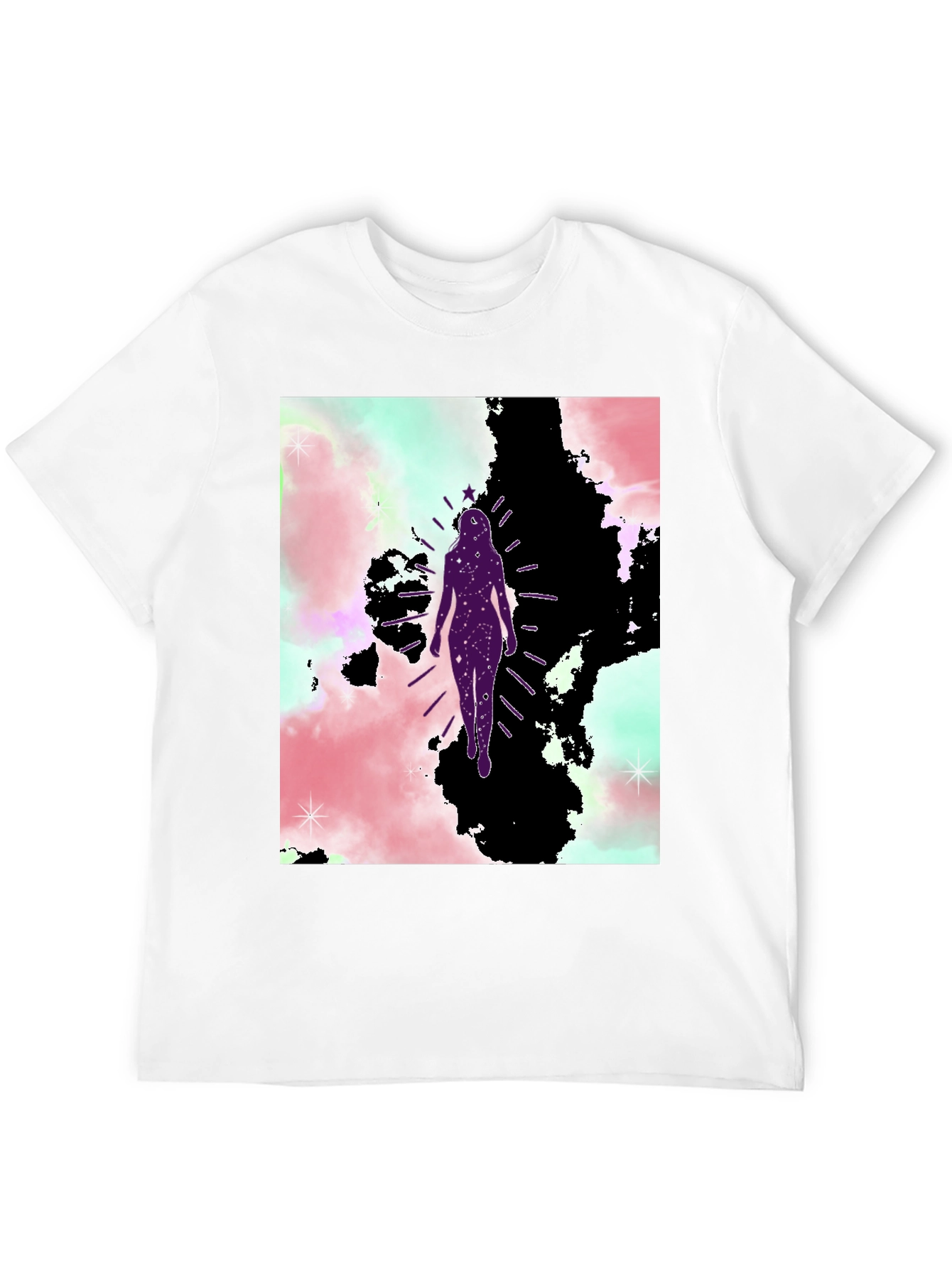 Celestial Woman Graphic Tee - Black Cotton Blend