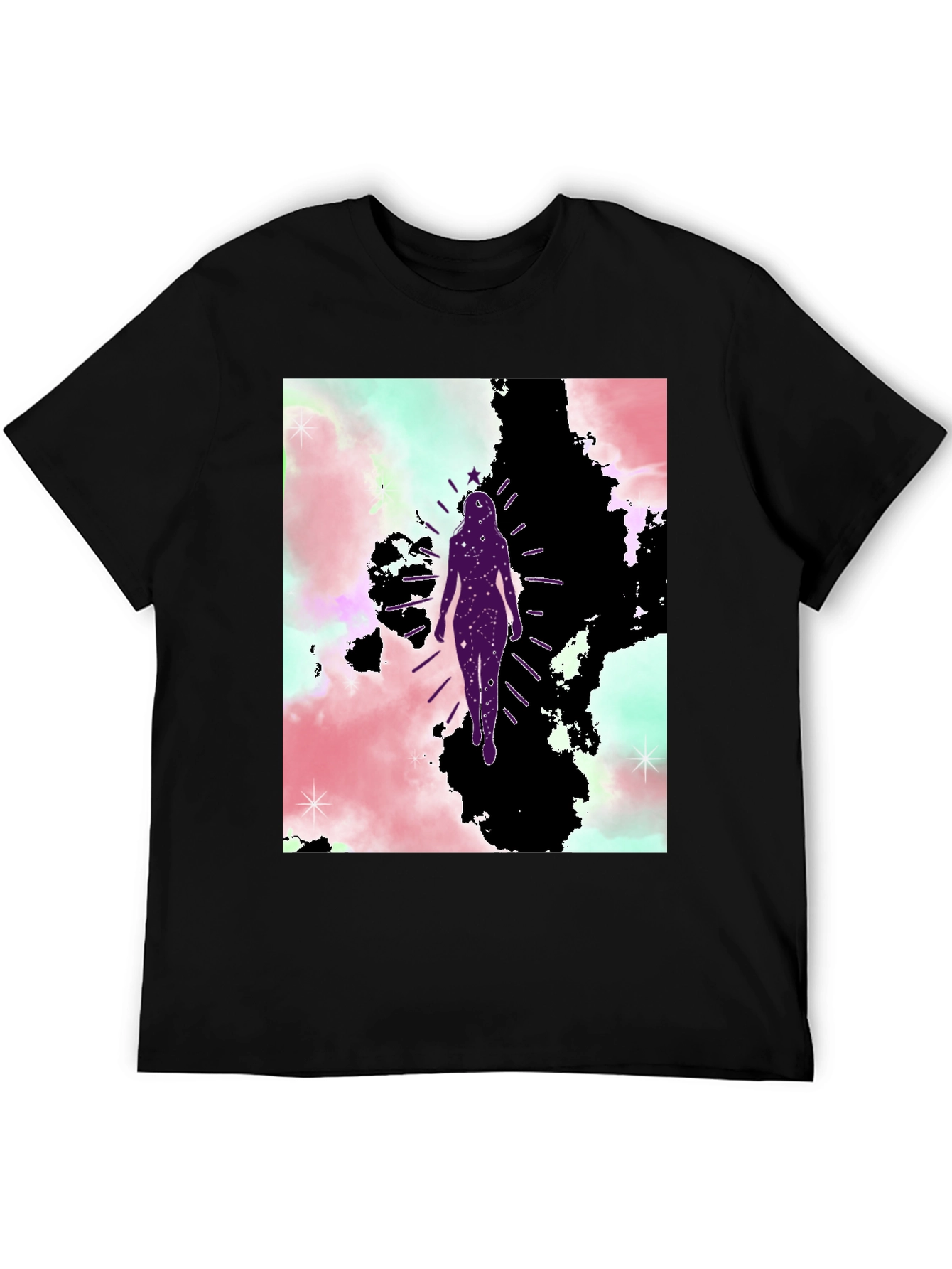 Celestial Woman Graphic Tee - Black Cotton Blend
