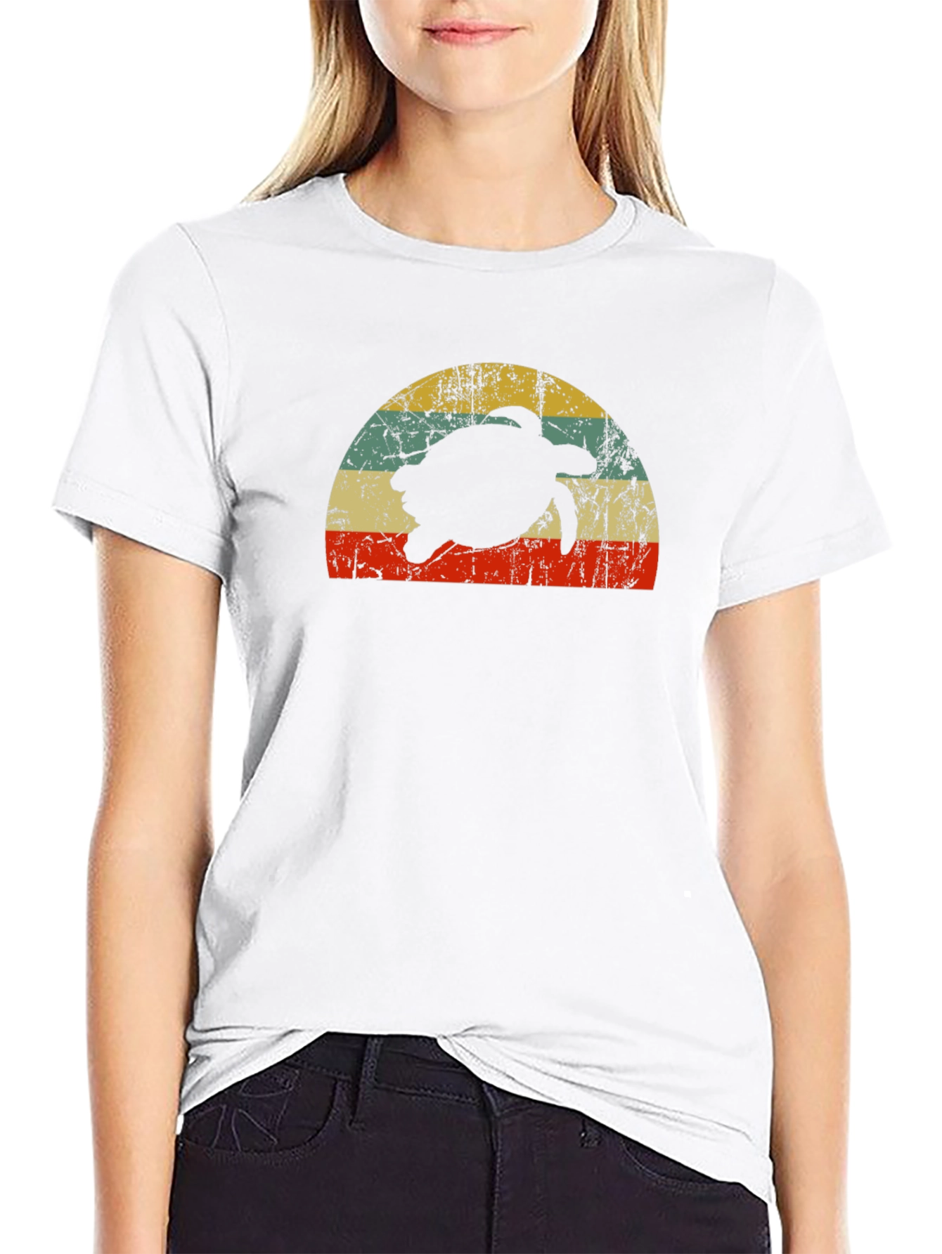 Retro Turtle Sunset T-Shirt - Black