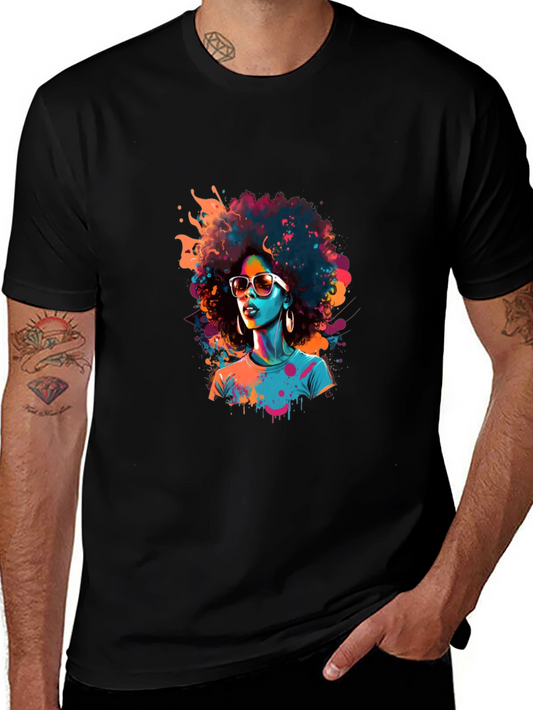 Afro Pop Art Black T-Shirt