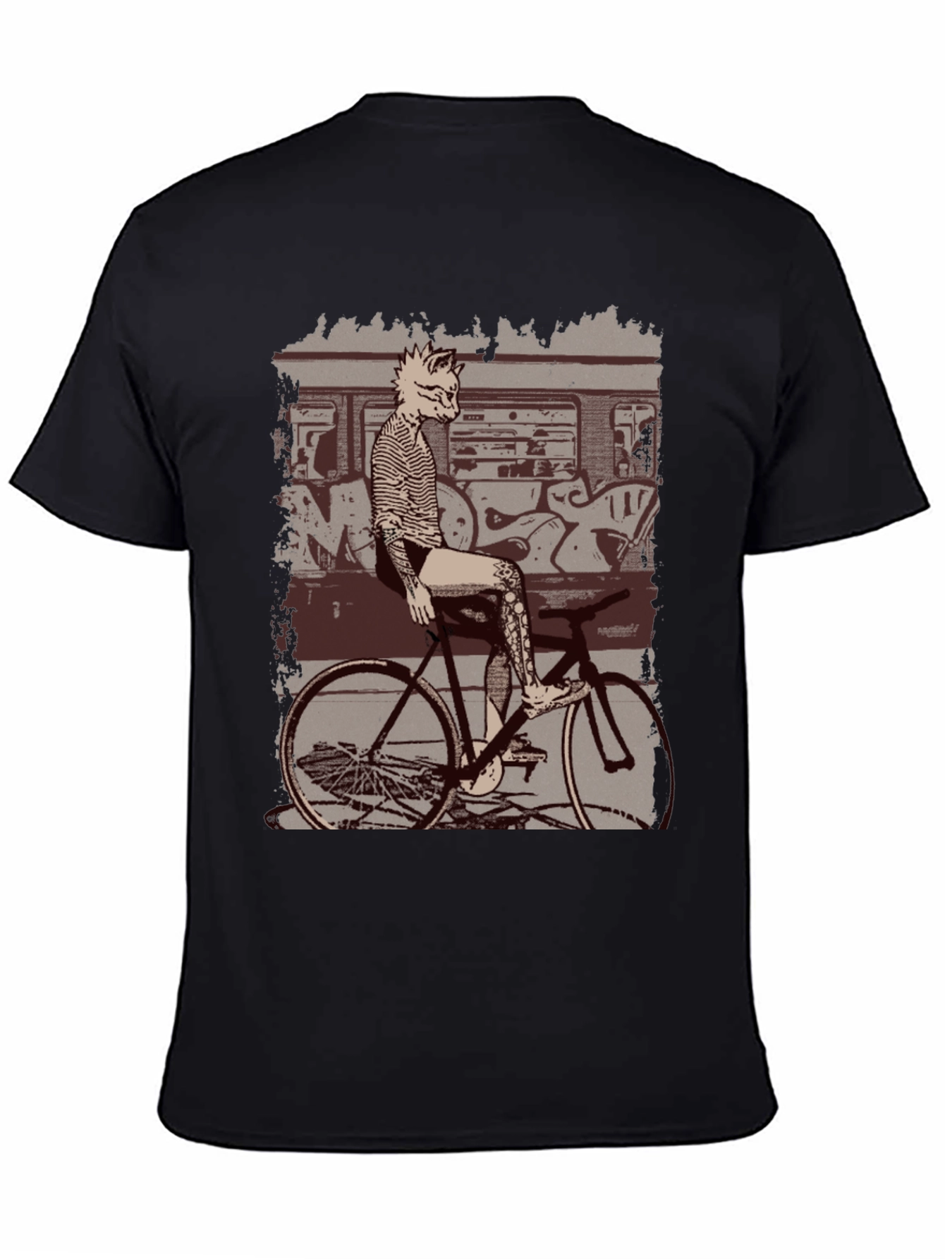 Cat on Bike Graphic T-Shirt