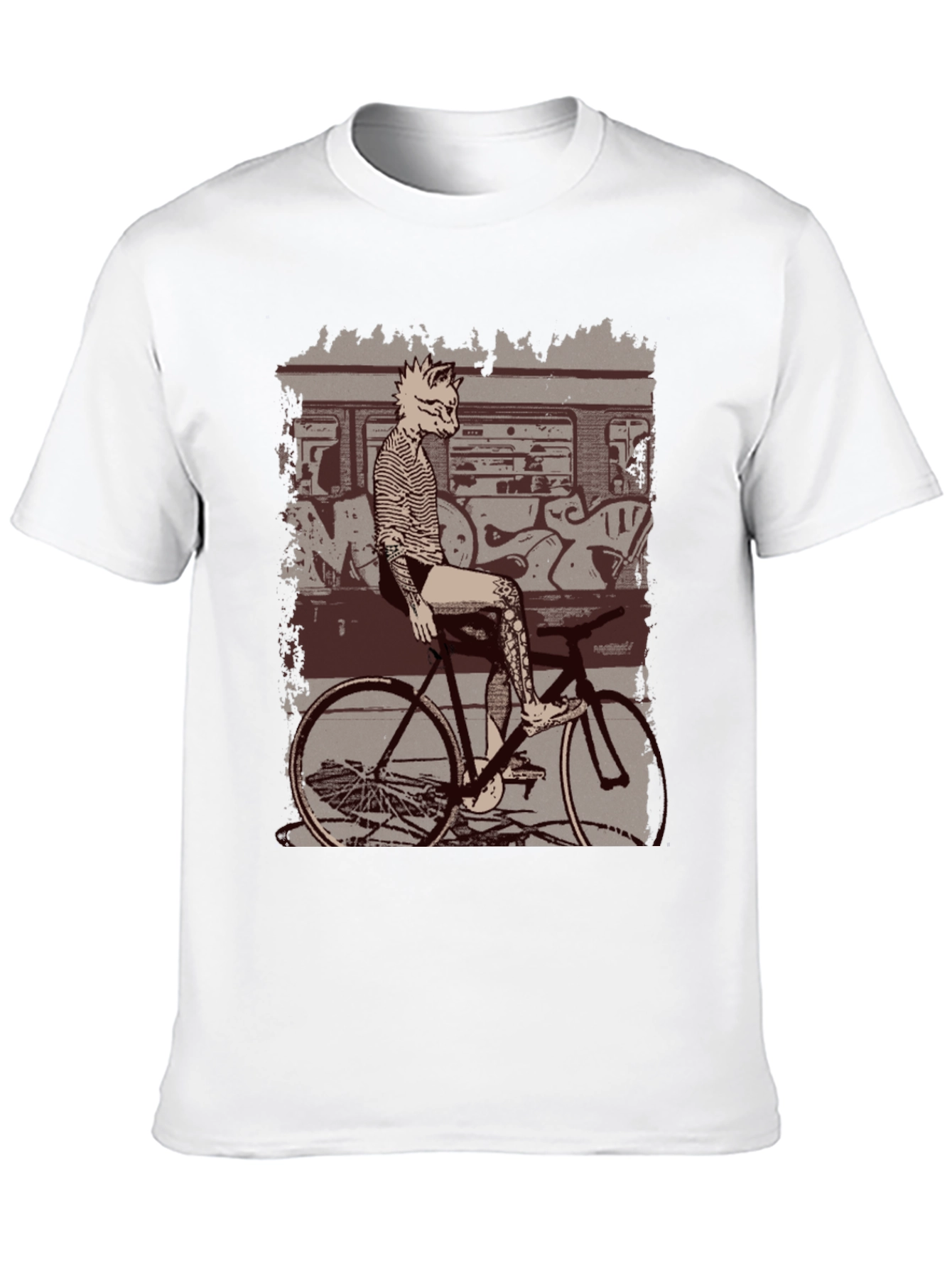 Cat on Bike Graphic T-Shirt