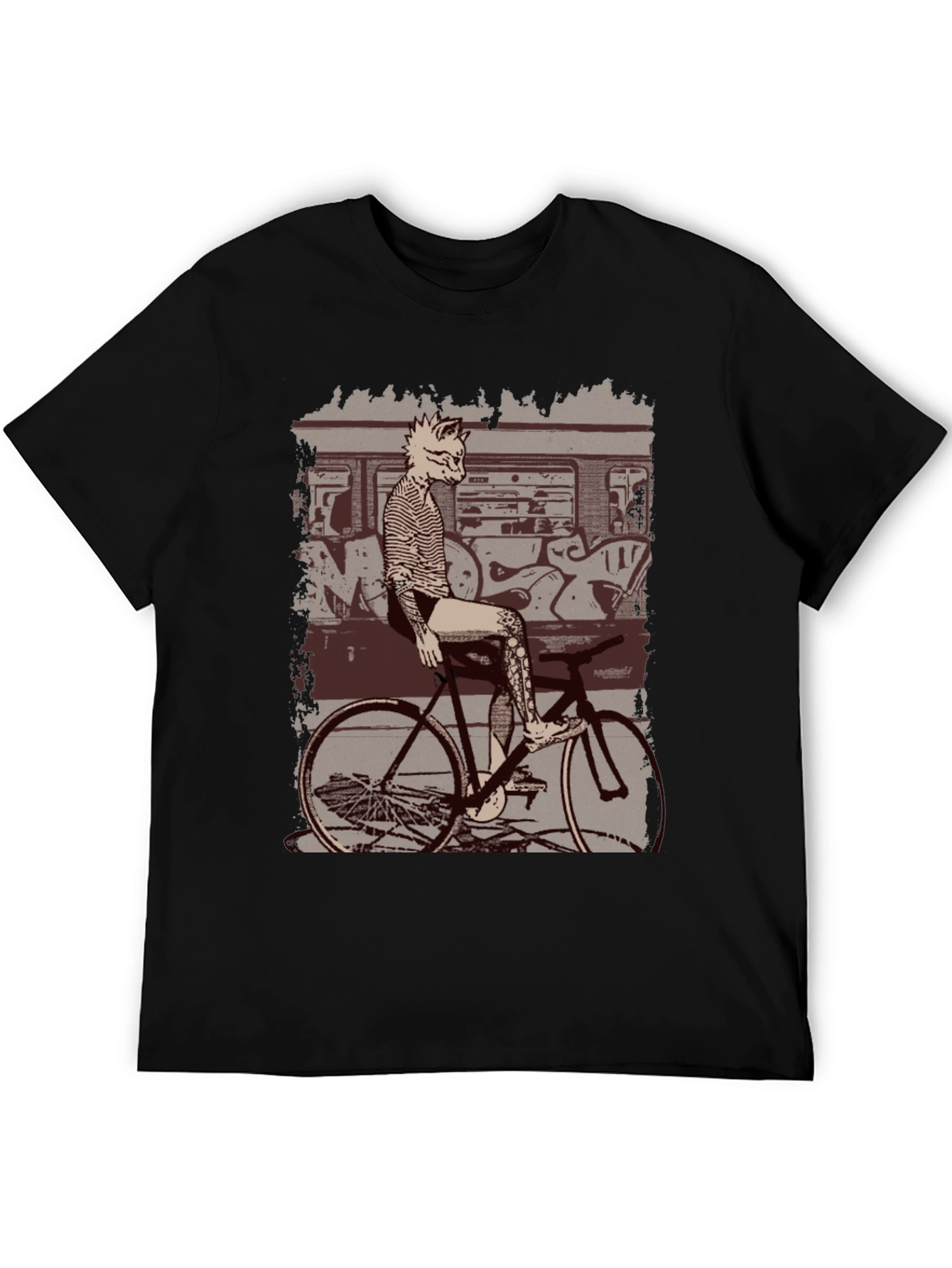 Cat on Bike Graphic T-Shirt