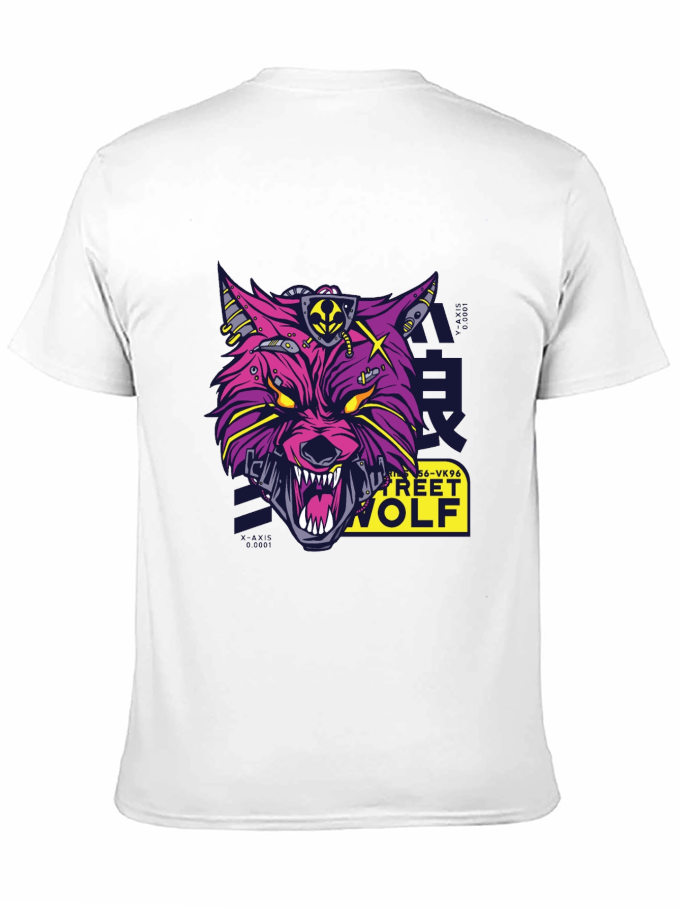 Cyberpunk Street Wolf Graphic T-Shirt - Black Cotton Tee