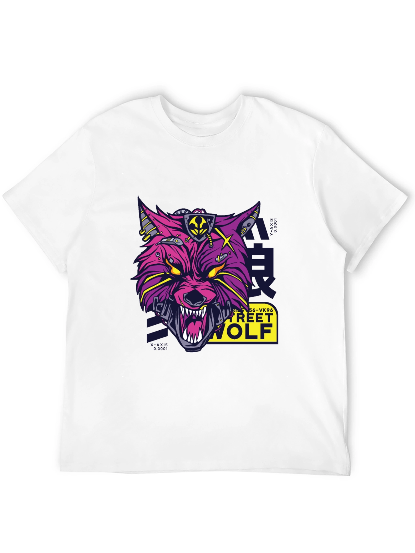 Cyberpunk Street Wolf Graphic T-Shirt - Black Cotton Tee