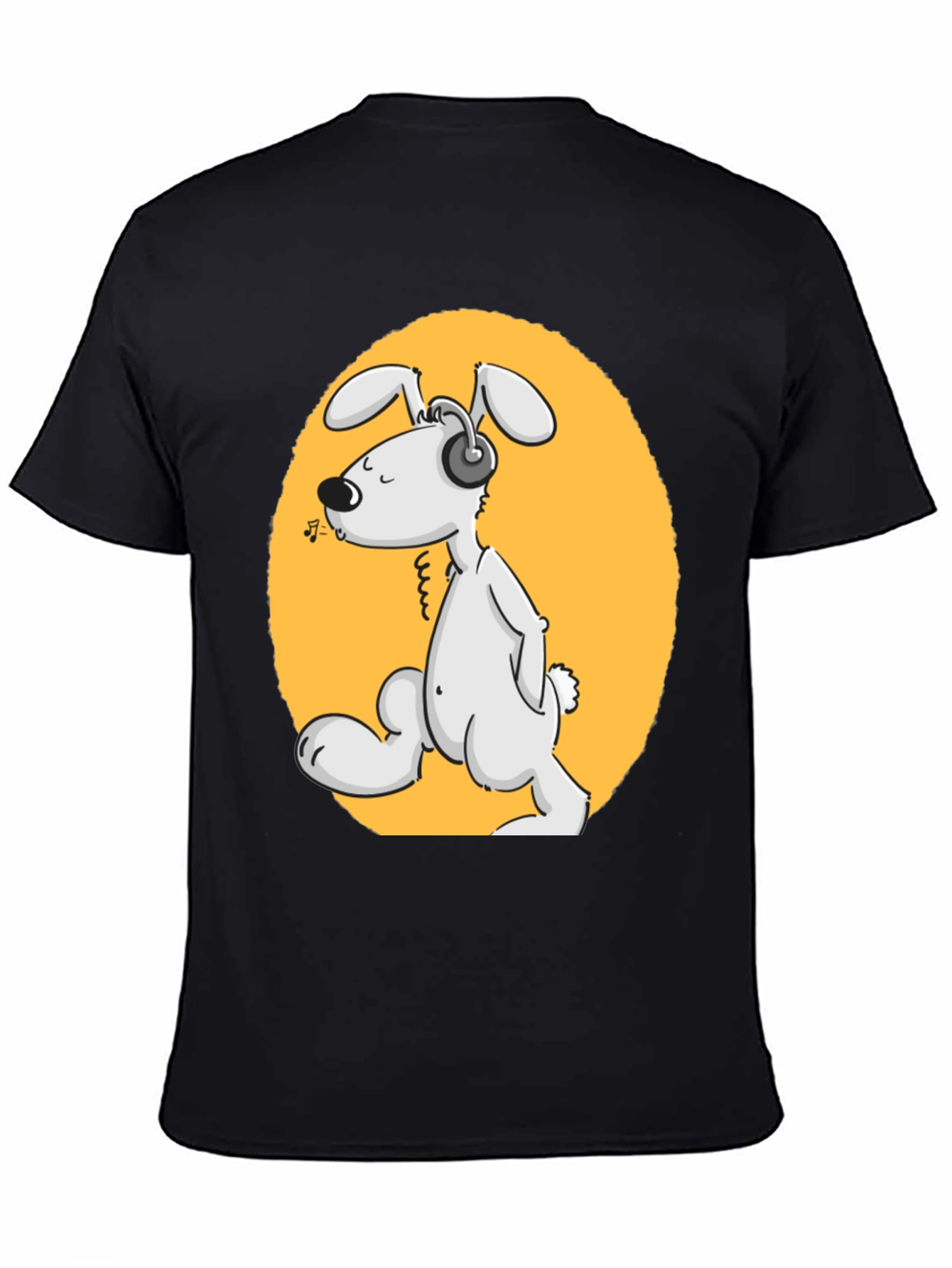 Dog with Headphones Graphic Tee - Black
