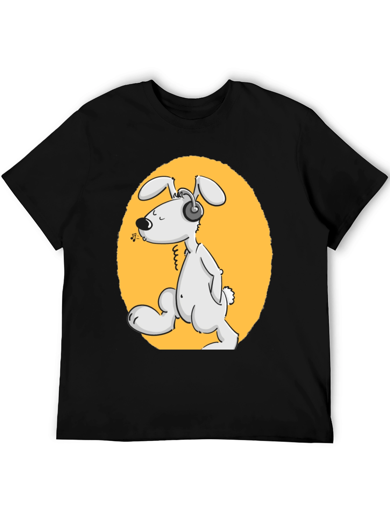 Dog with Headphones Graphic Tee - Black