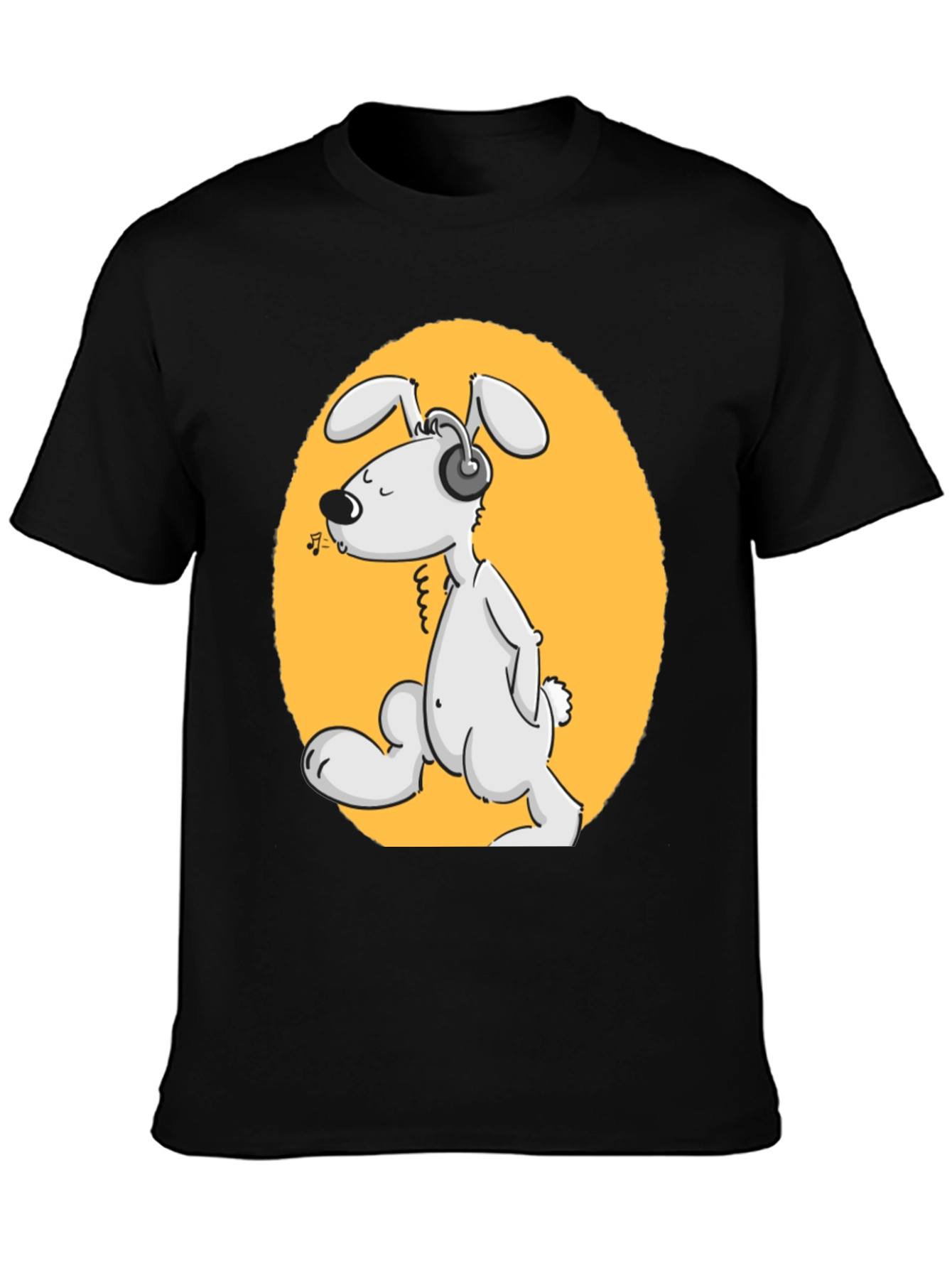 Dog with Headphones Graphic Tee - Black