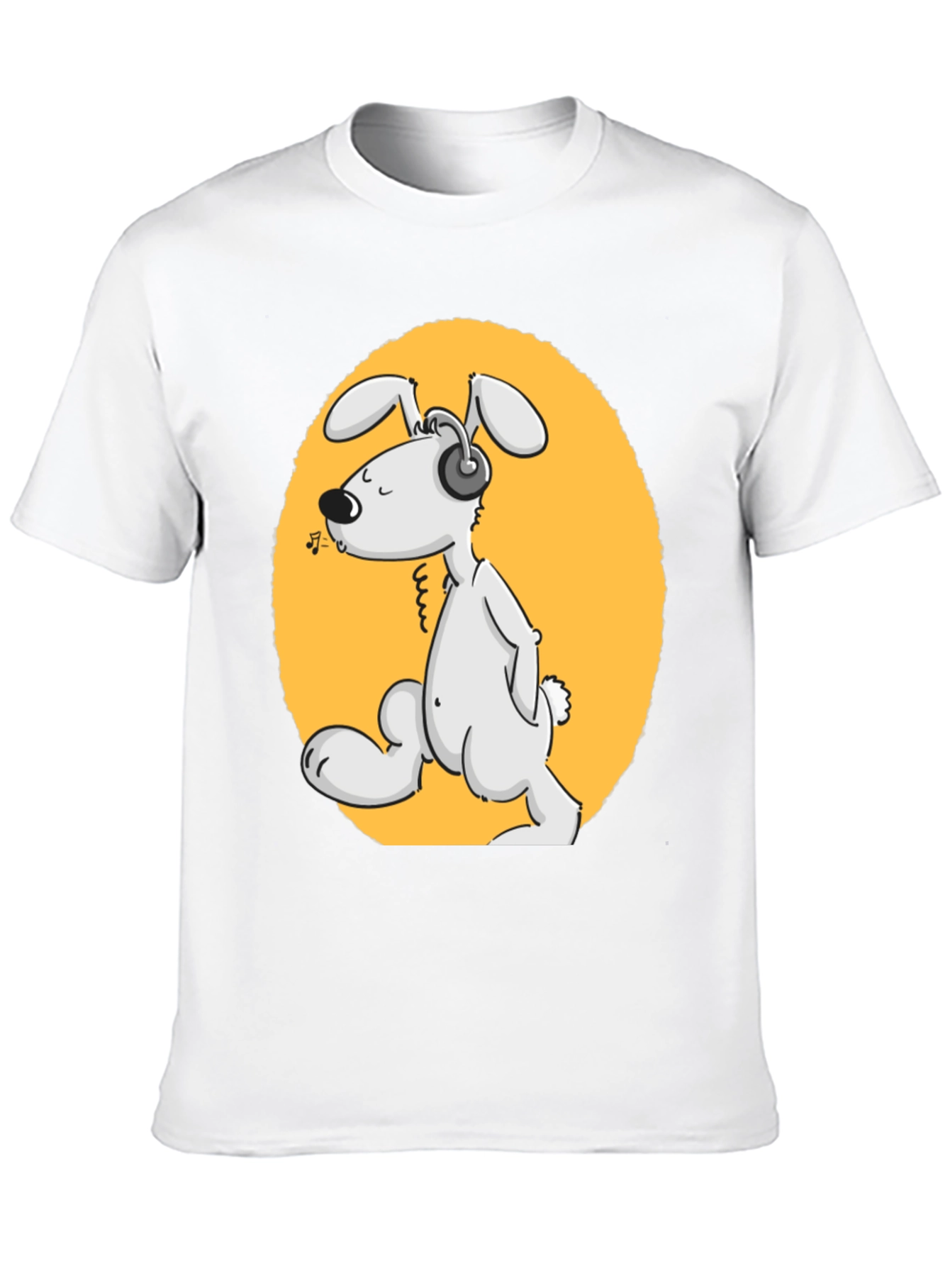 Dog with Headphones Graphic Tee - Black