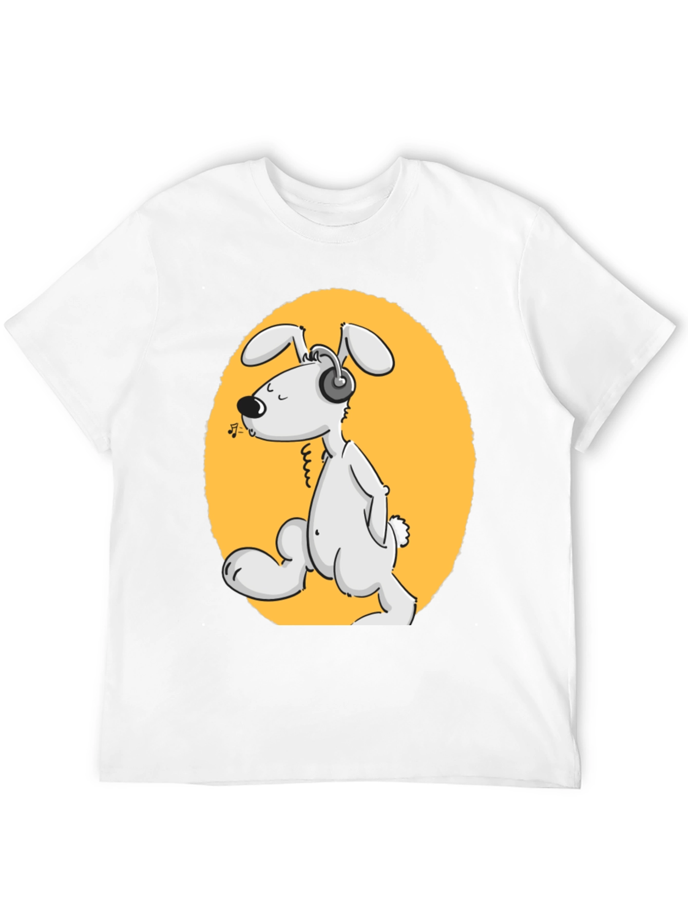 Dog with Headphones Graphic Tee - Black