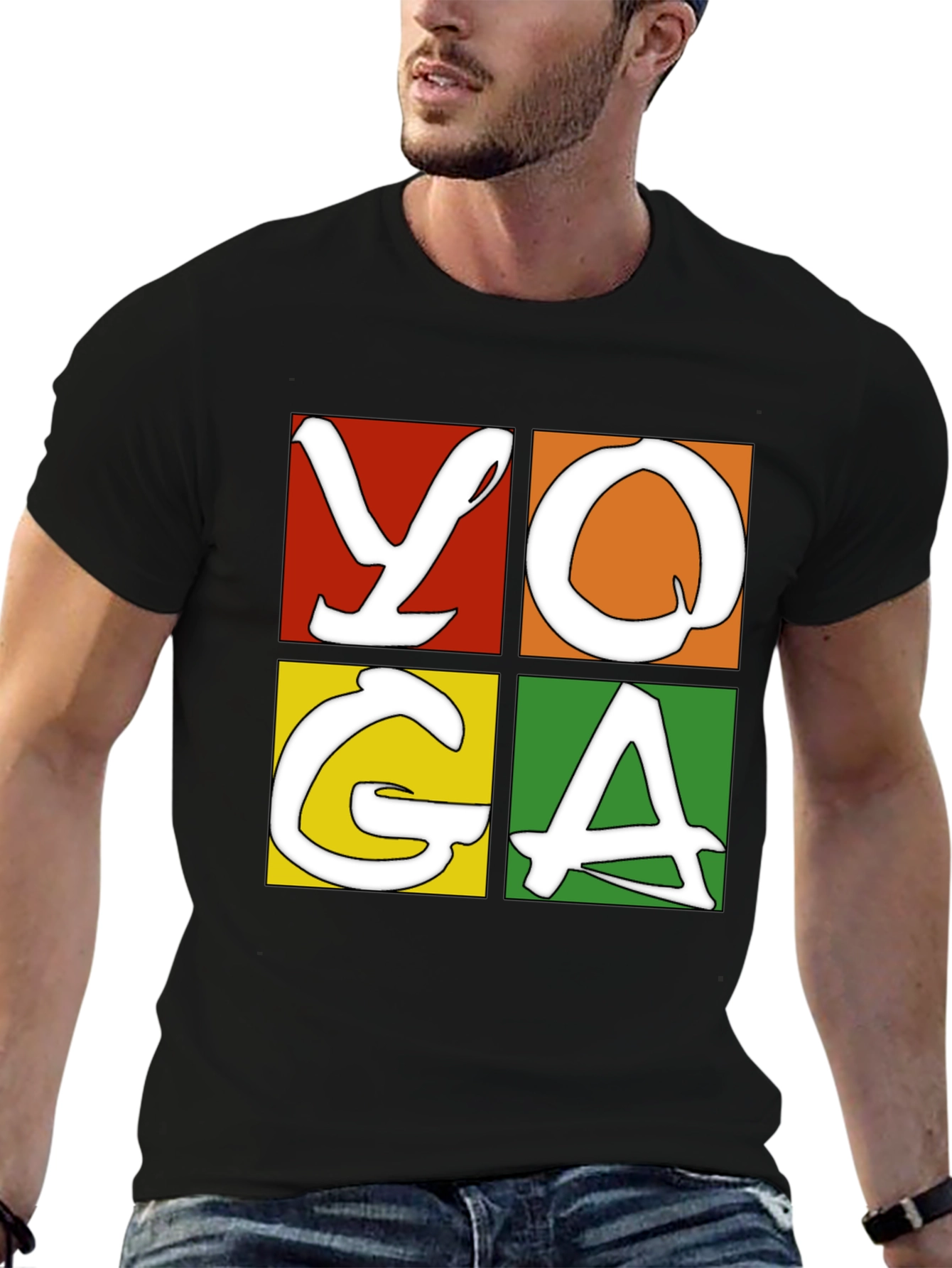 Yoga Graphic Tee - Mens Black Cotton T-Shirt
