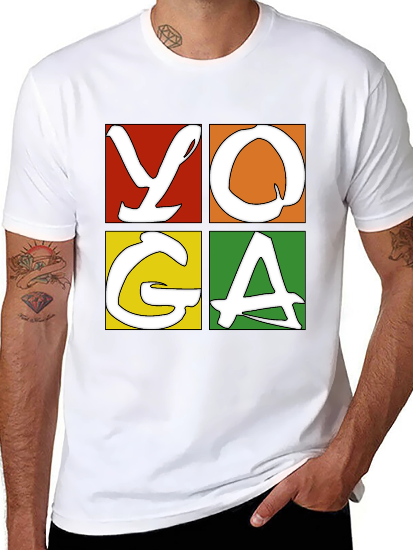 Yoga Graphic Tee - Mens Black Cotton T-Shirt