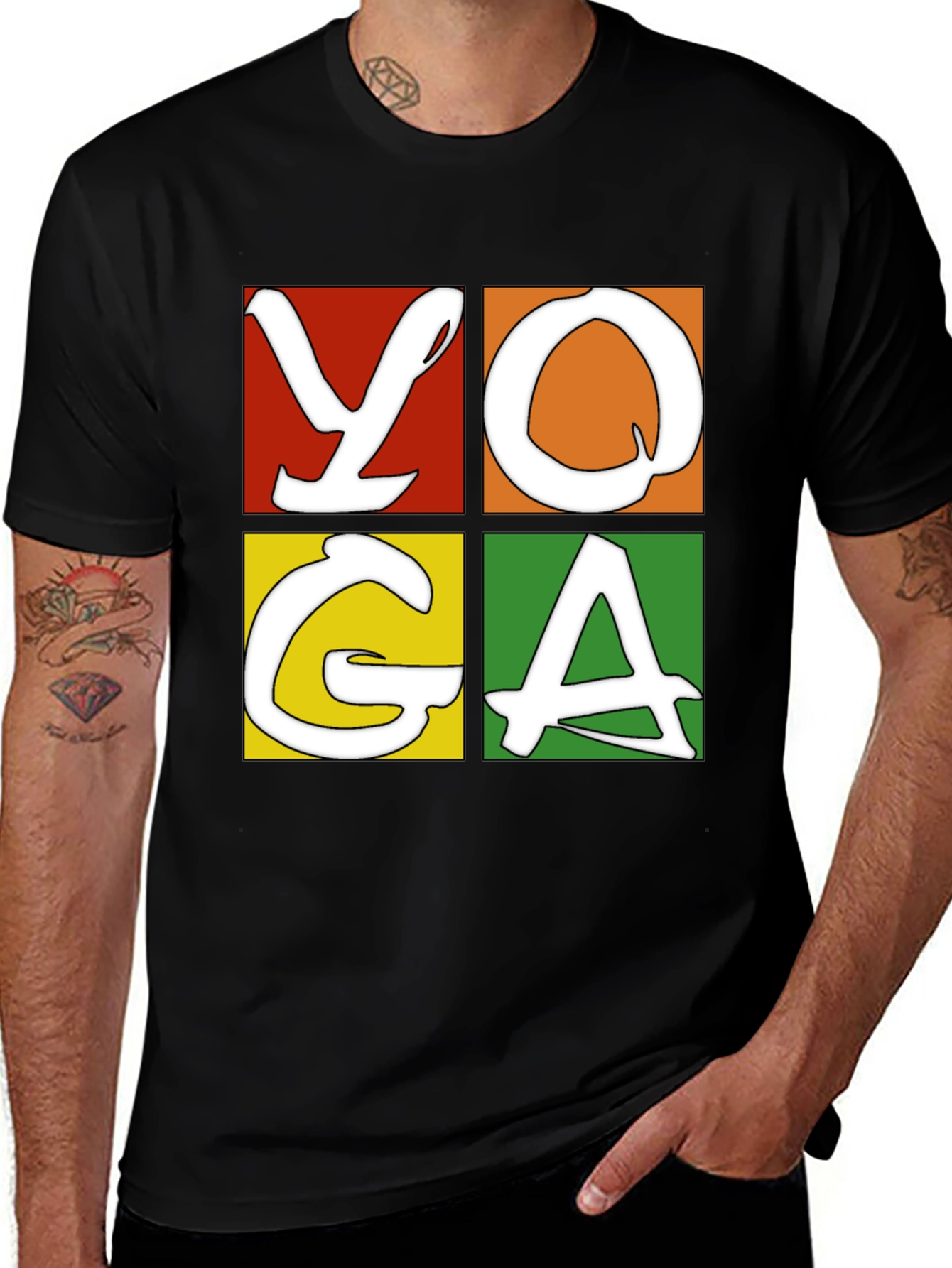 Yoga Graphic Tee - Mens Black Cotton T-Shirt