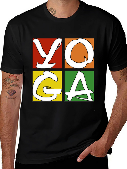 Yoga Graphic Tee - Mens Black Cotton T-Shirt