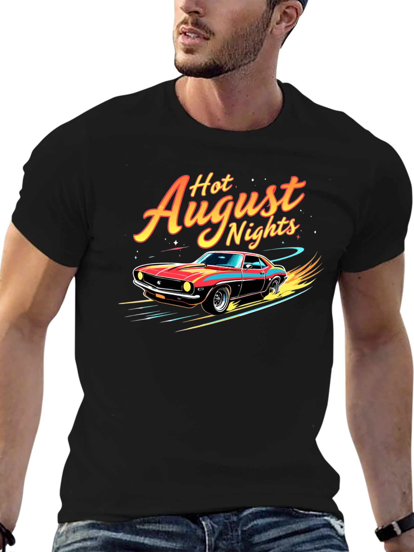 Hot August Nights Graphic Tee - Retro Car Design