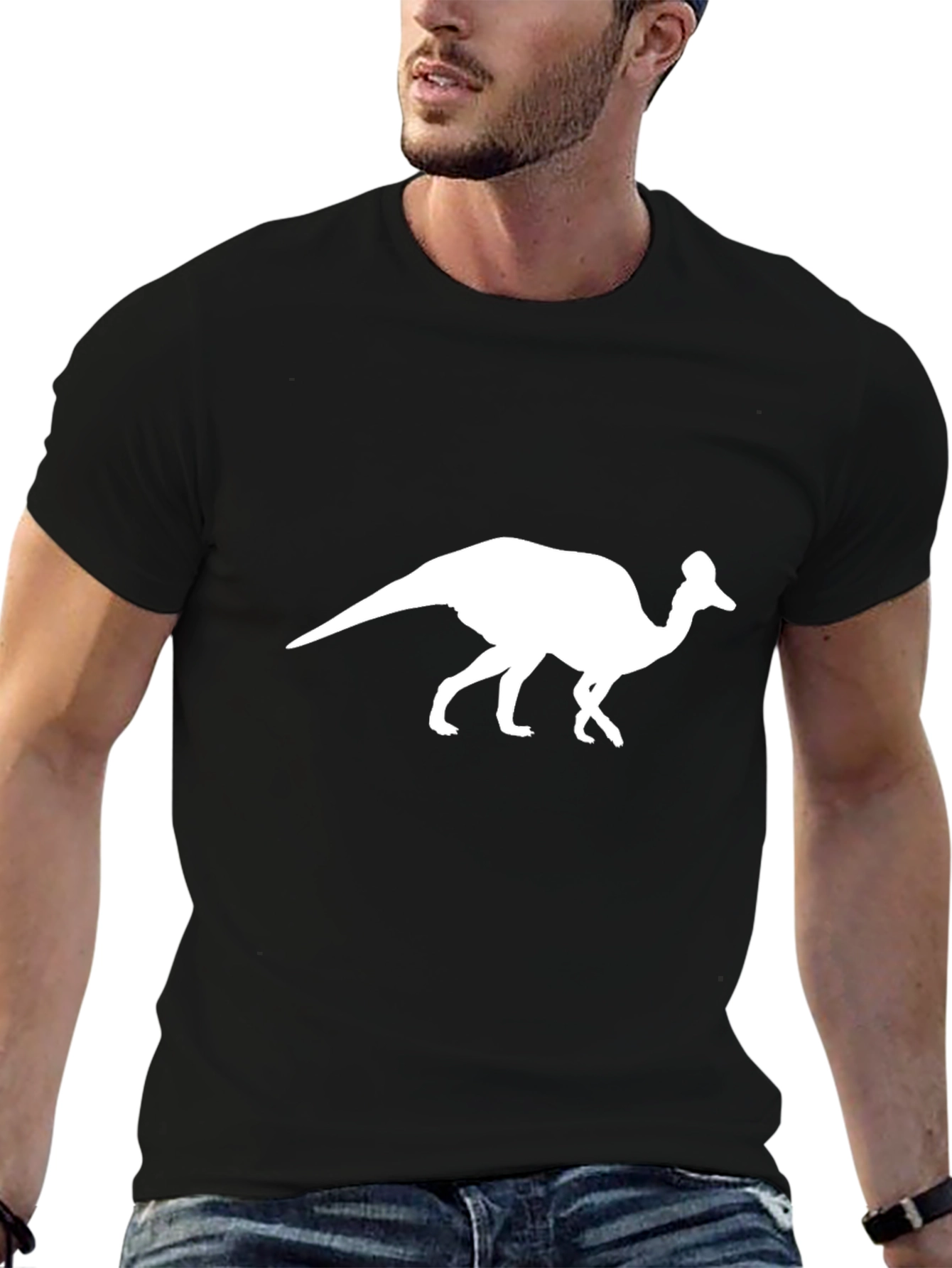 Dinosaur Silhouette Graphic Tee - Black