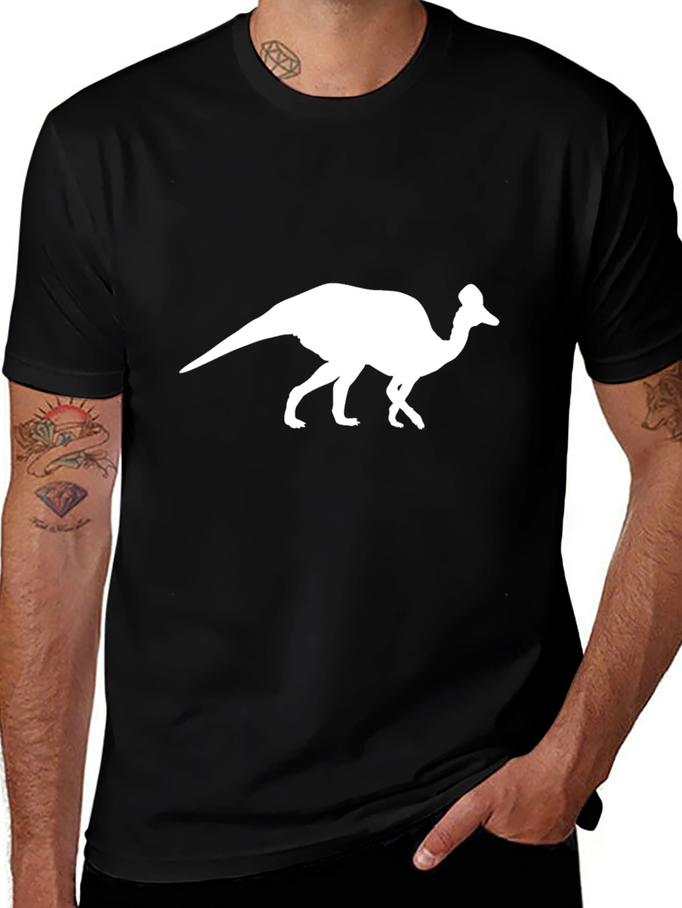 Dinosaur Silhouette Graphic Tee - Black